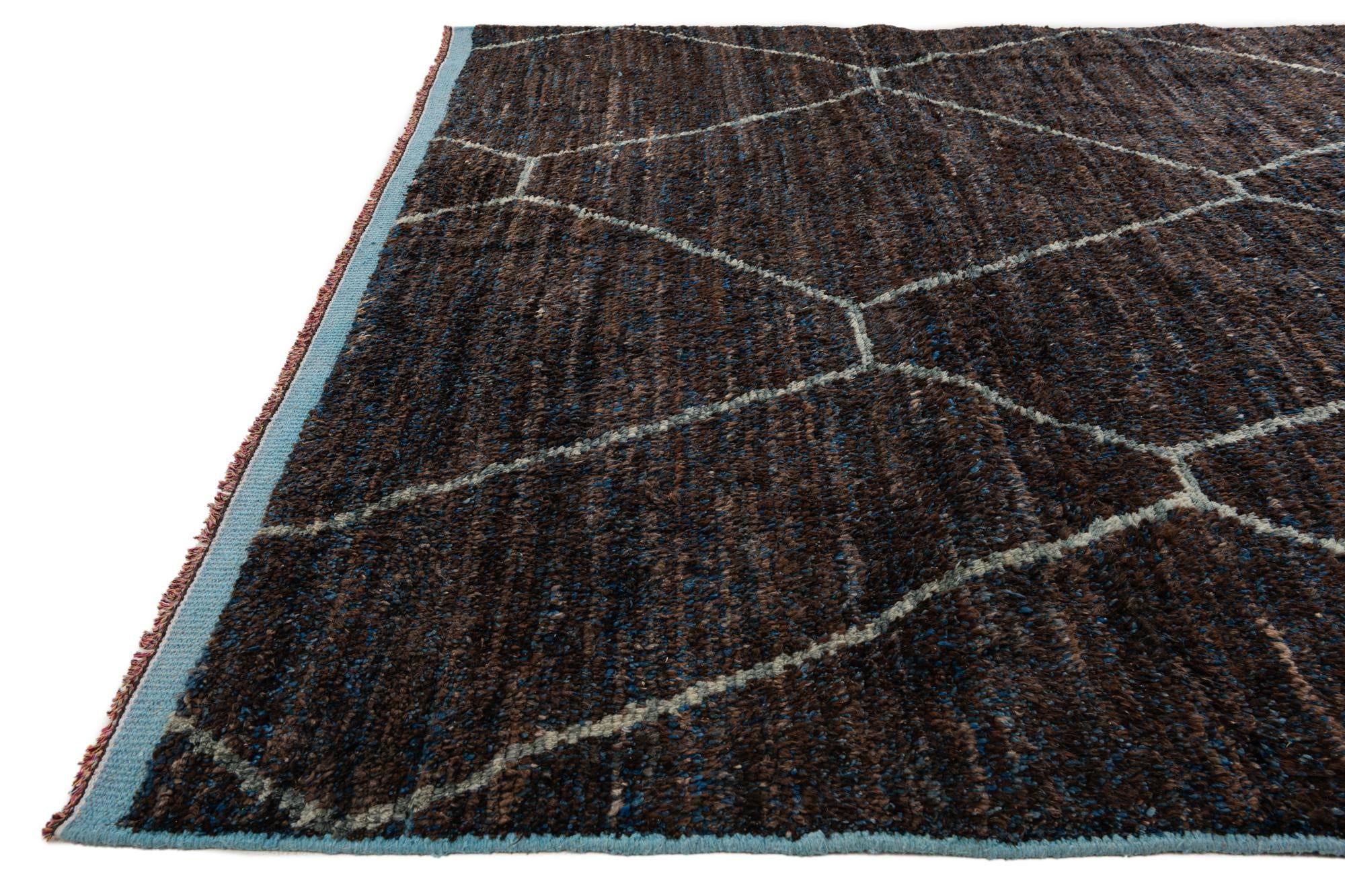 8' x 10' 9 Hand Knotted Moroccan Wool Rug