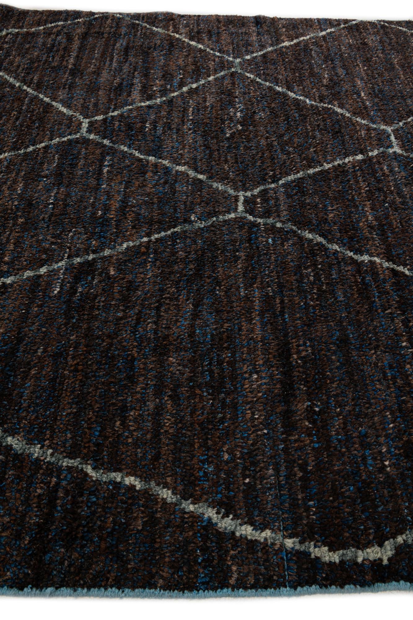 8' x 10' 9 Hand Knotted Moroccan Wool Rug
