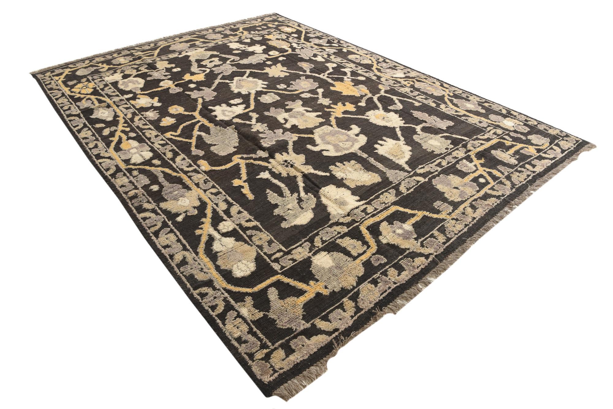 9' 2 x 12' 3 Hand Knotted Oushak Wool Rug