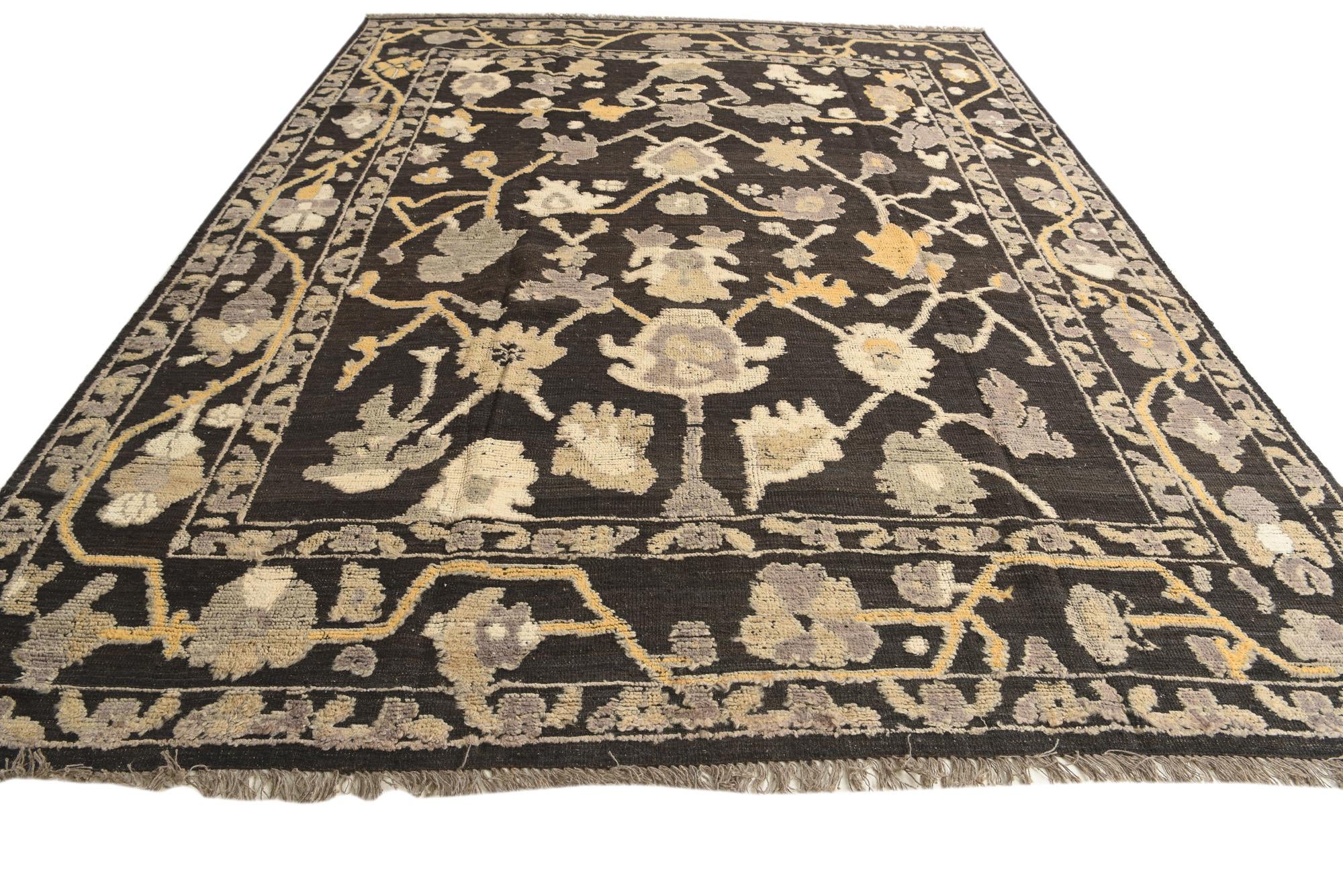 9' 2 x 12' 3 Hand Knotted Oushak Wool Rug