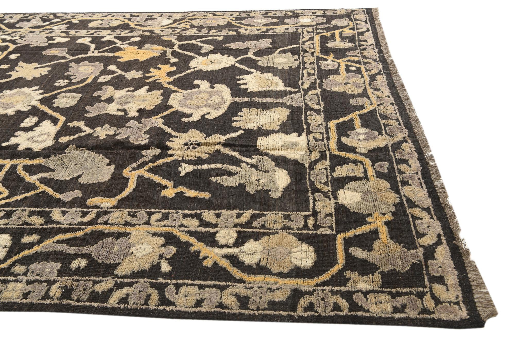 9' 2 x 12' 3 Hand Knotted Oushak Wool Rug
