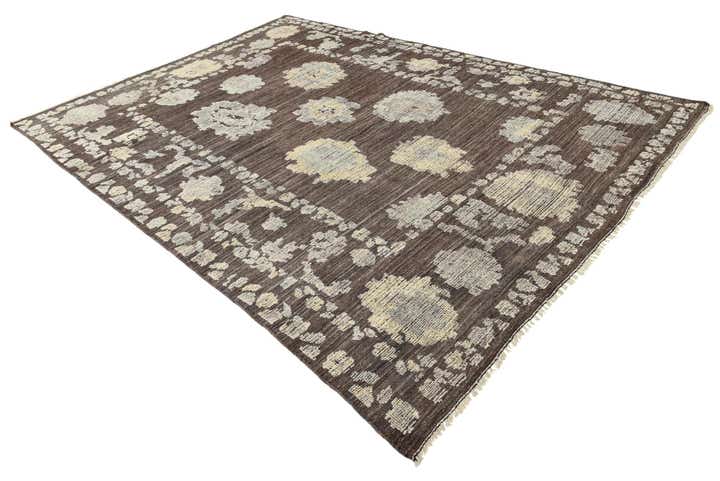 8' 8 x 12' 1 Hand Knotted Oushak Wool Rug