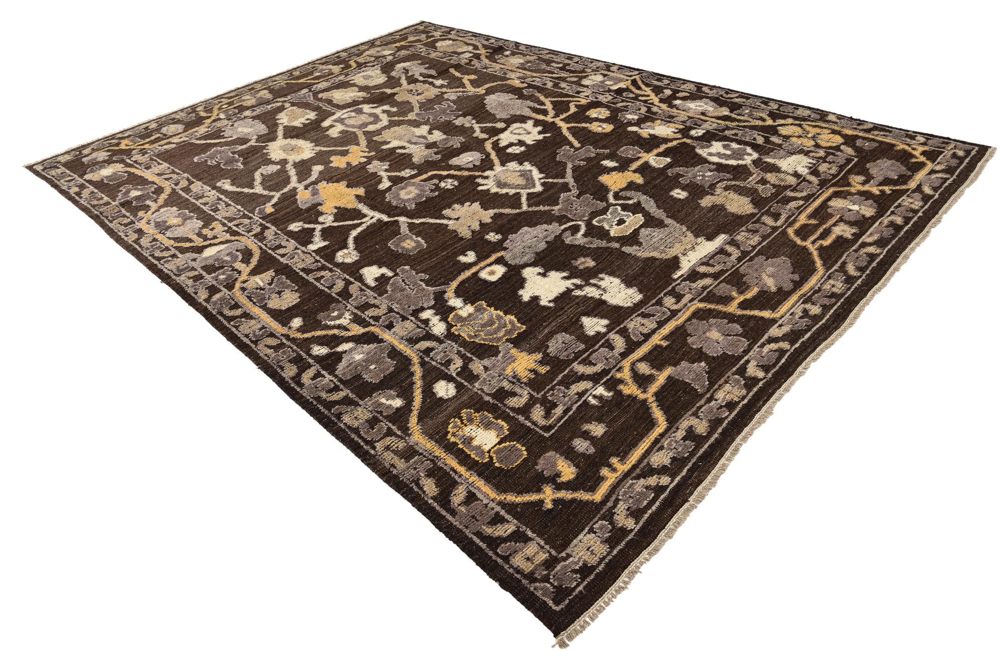 9' 2 x 12' 8 Hand Knotted Oushak Wool Rug