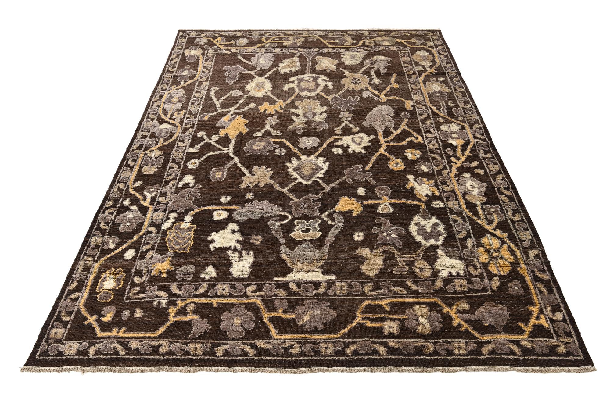 9' 2 x 12' 8 Hand Knotted Oushak Wool Rug