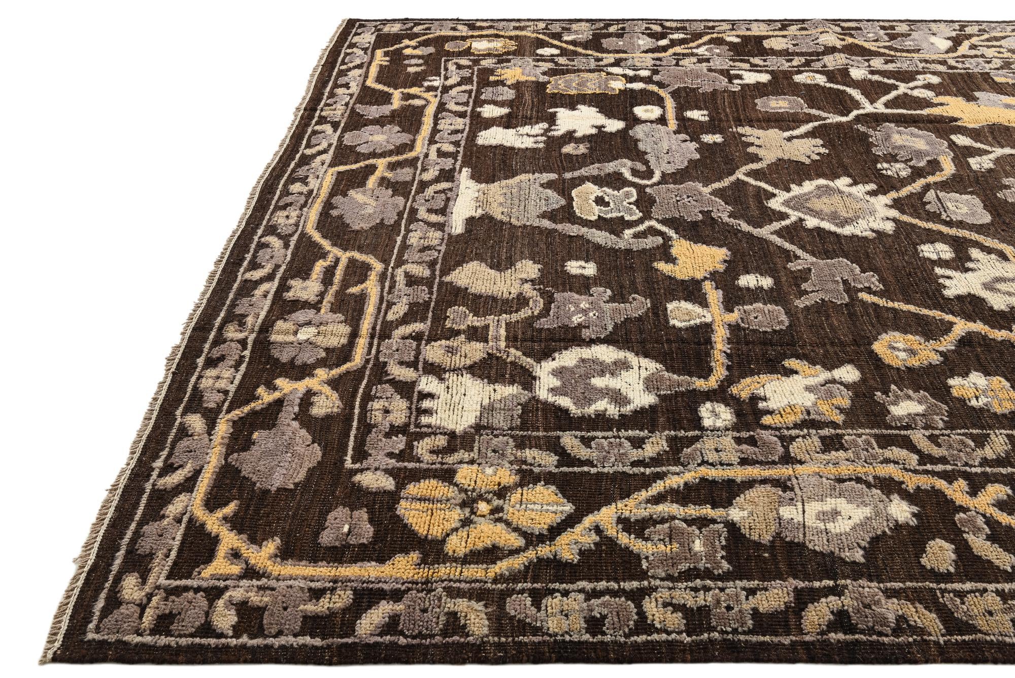 9' 2 x 12' 8 Hand Knotted Oushak Wool Rug