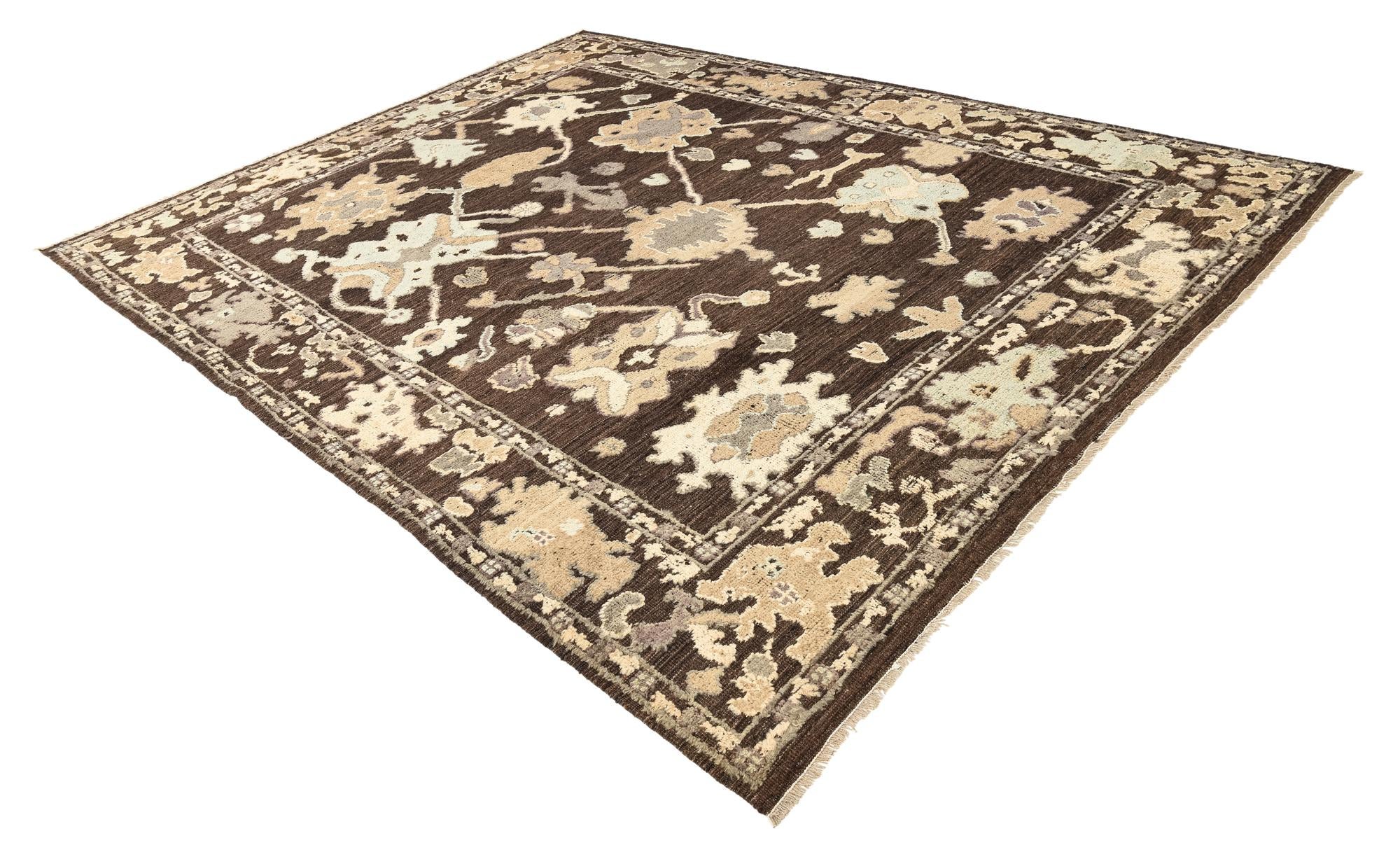 9' 4 x 12' 3 Hand Knotted Oushak Wool Rug