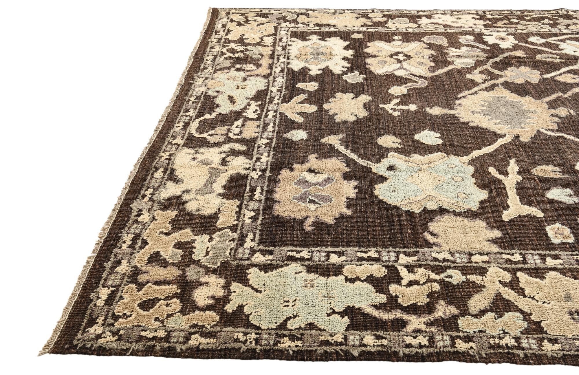 9' 4 x 12' 3 Hand Knotted Oushak Wool Rug