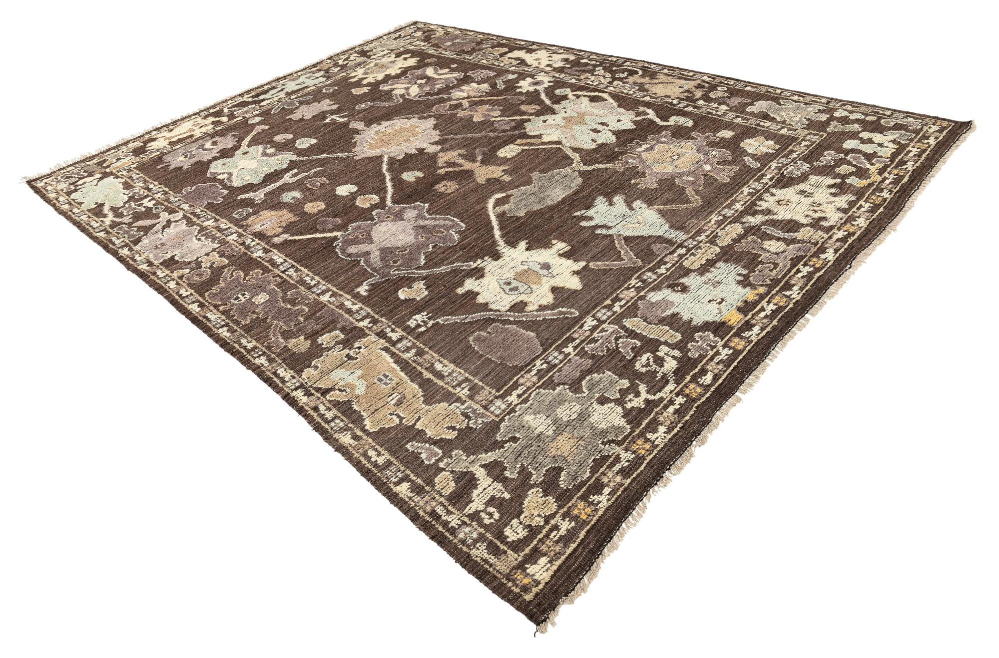 9' 4 x 12' 3 Hand Knotted Oushak Wool Rug