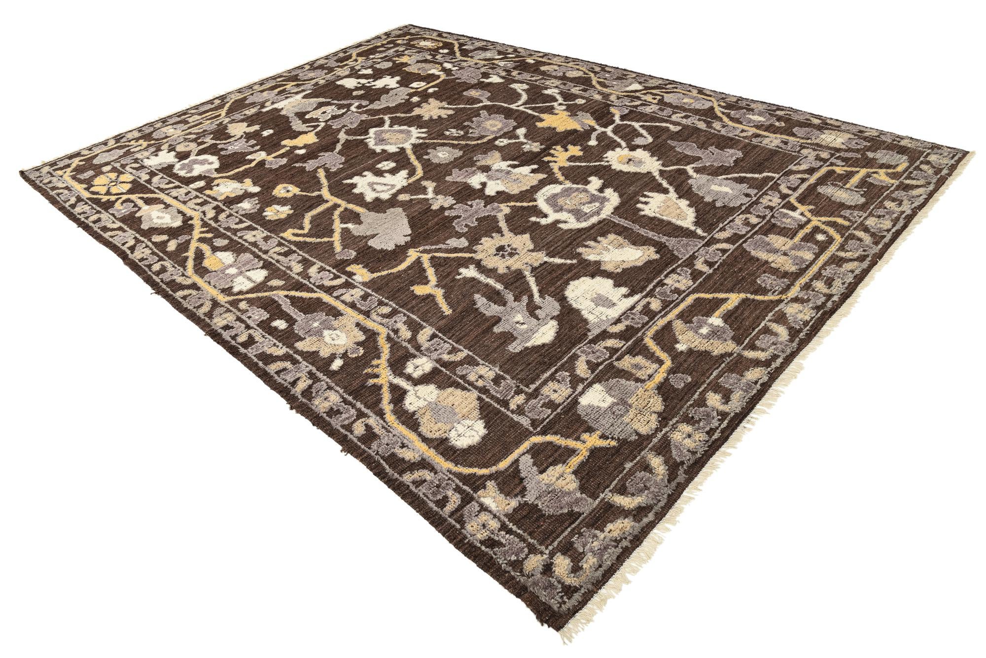 9' 3 x 12' 1 Hand Knotted Oushak Wool Rug