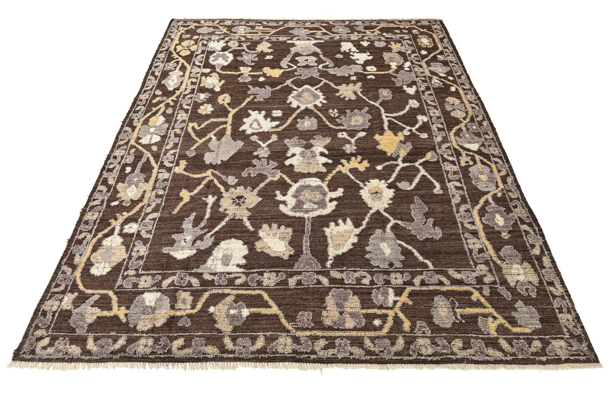 9' 3 x 12' 1 Hand Knotted Oushak Wool Rug