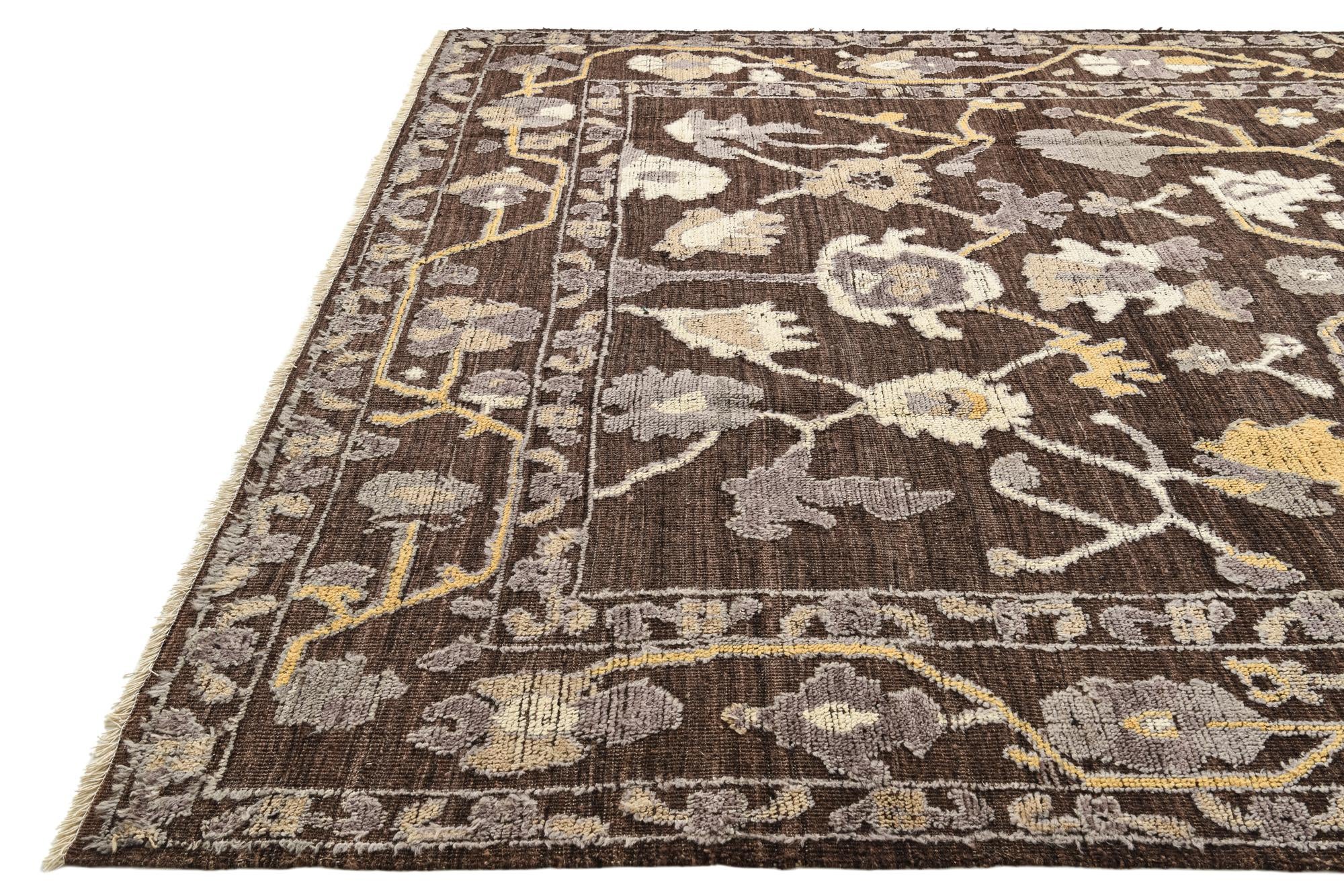 9' 3 x 12' 1 Hand Knotted Oushak Wool Rug