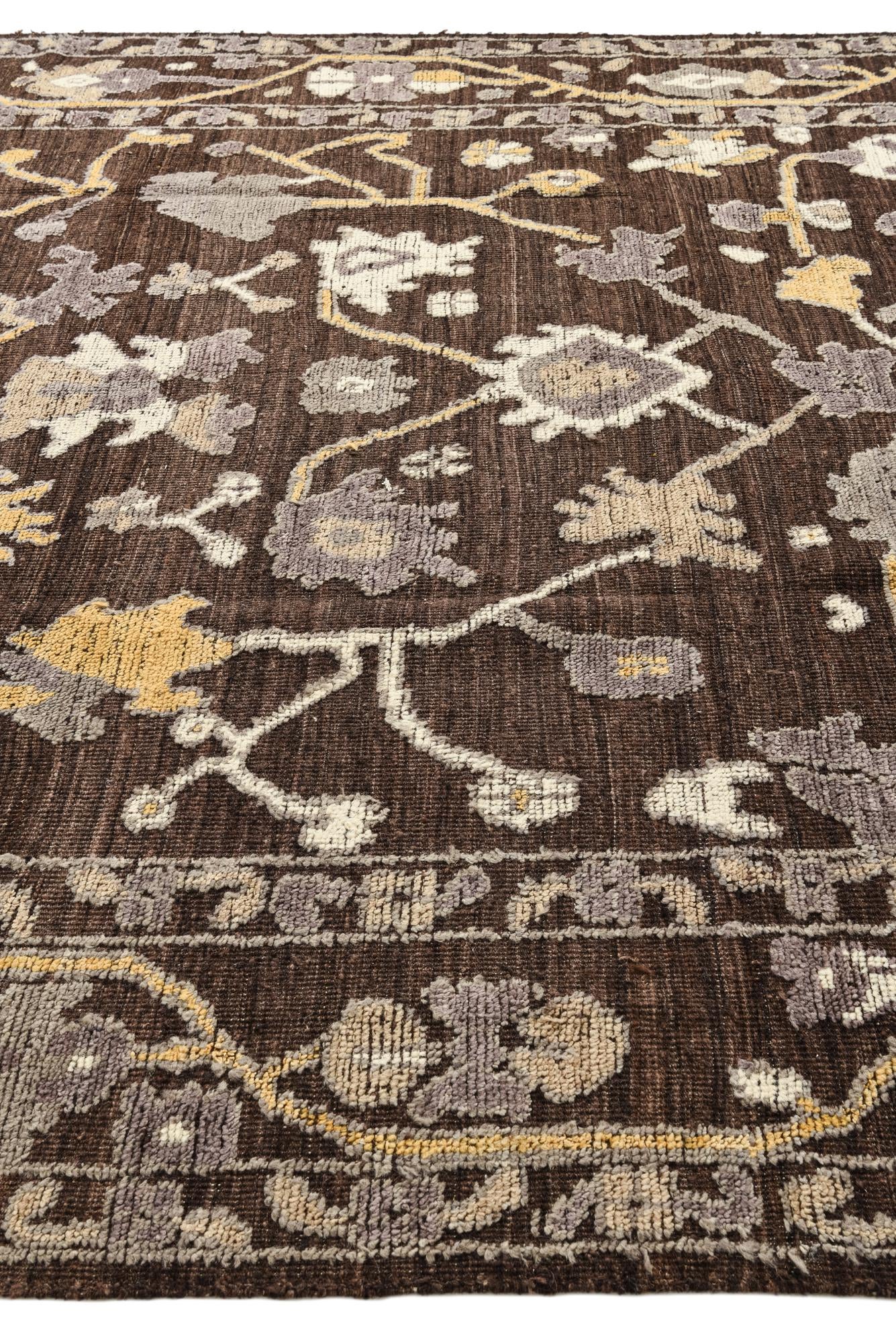 9' 3 x 12' 1 Hand Knotted Oushak Wool Rug