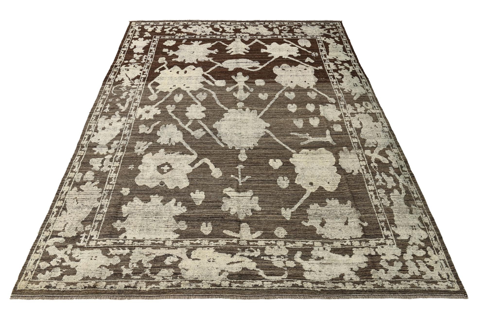 9' 3 x 12' 7 Hand Knotted Oushak Wool Rug
