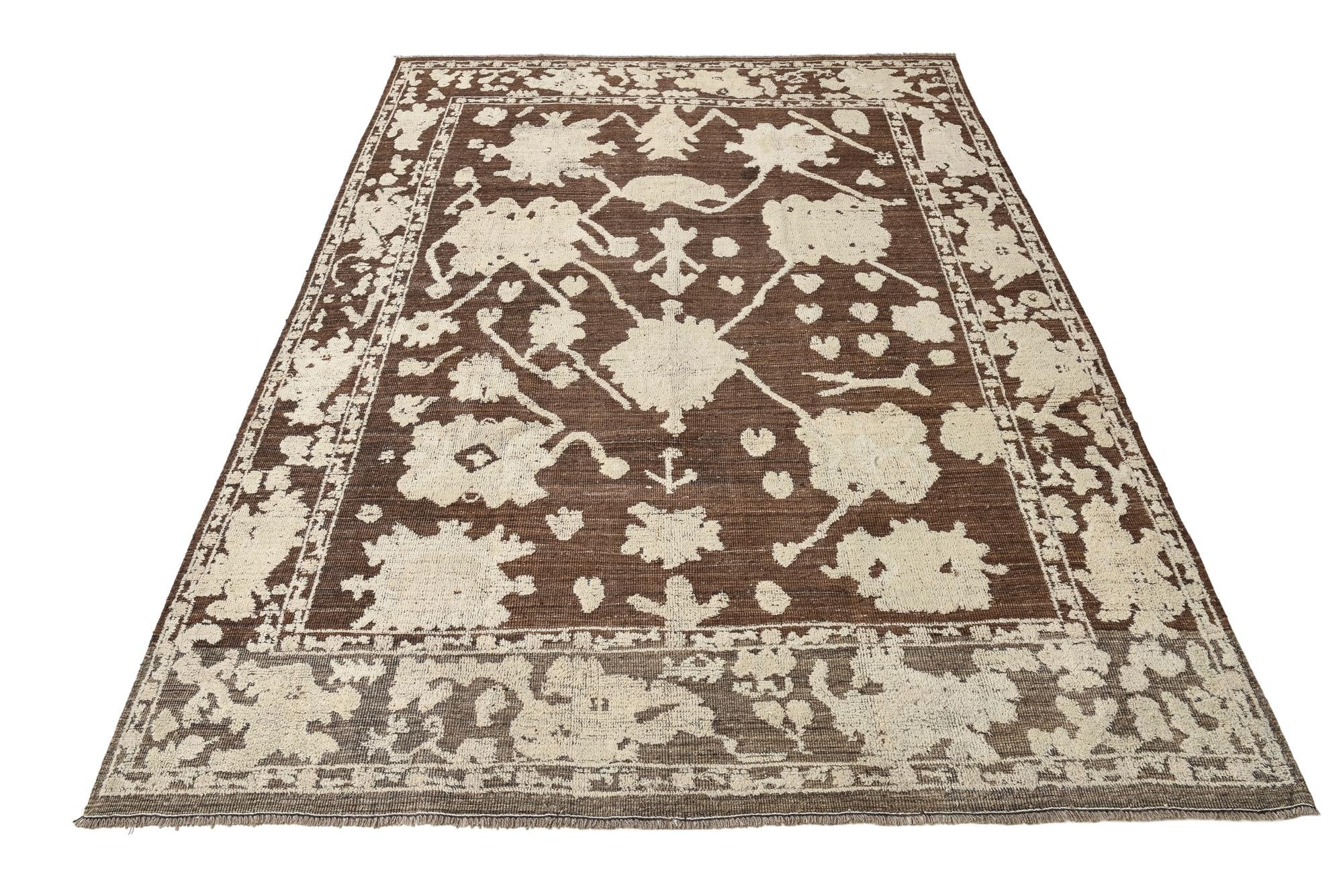 9' 1 x 12' 7 Hand Knotted Oushak Wool Rug