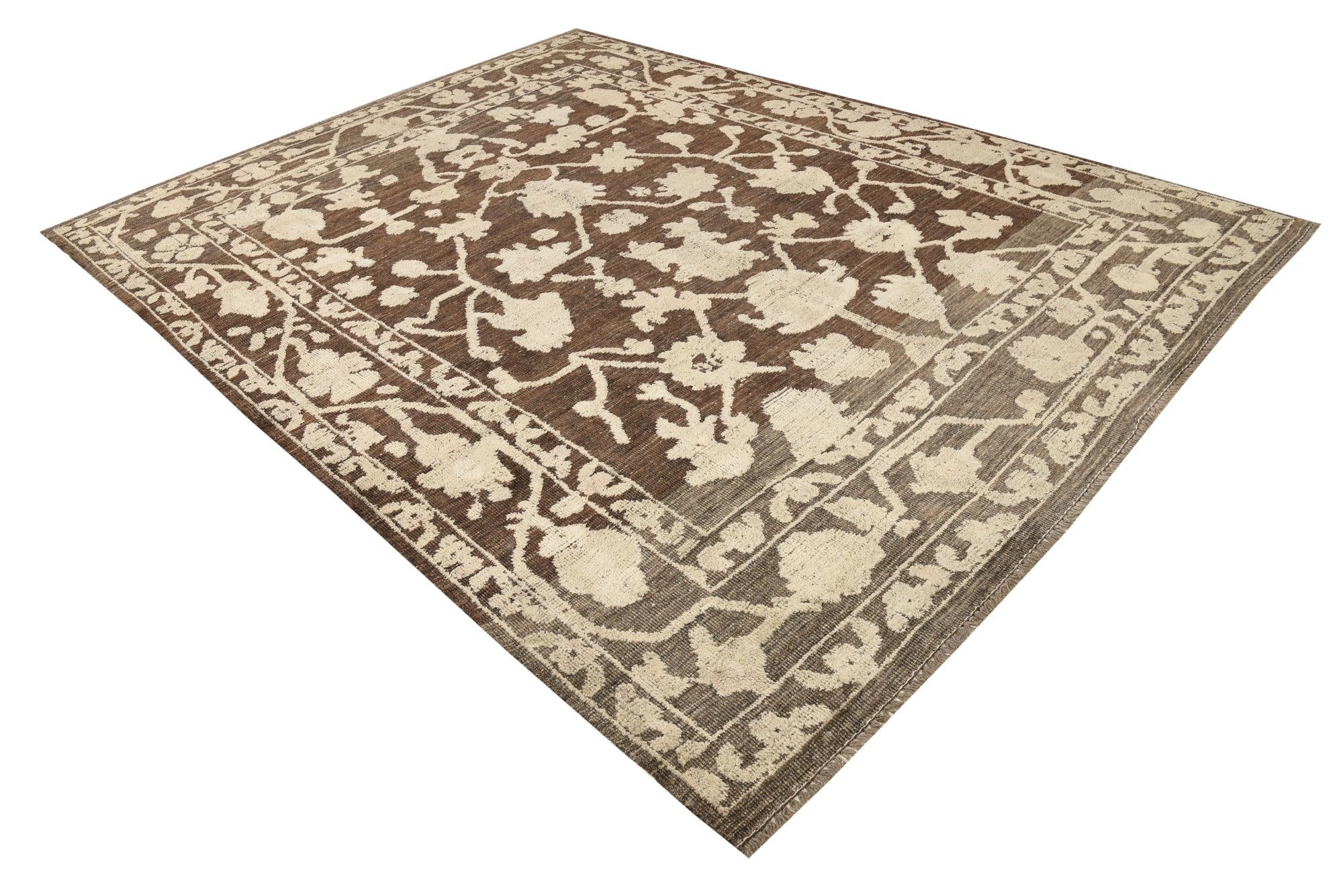 9' 2 x 12' 1 Hand Knotted Oushak Wool Rug