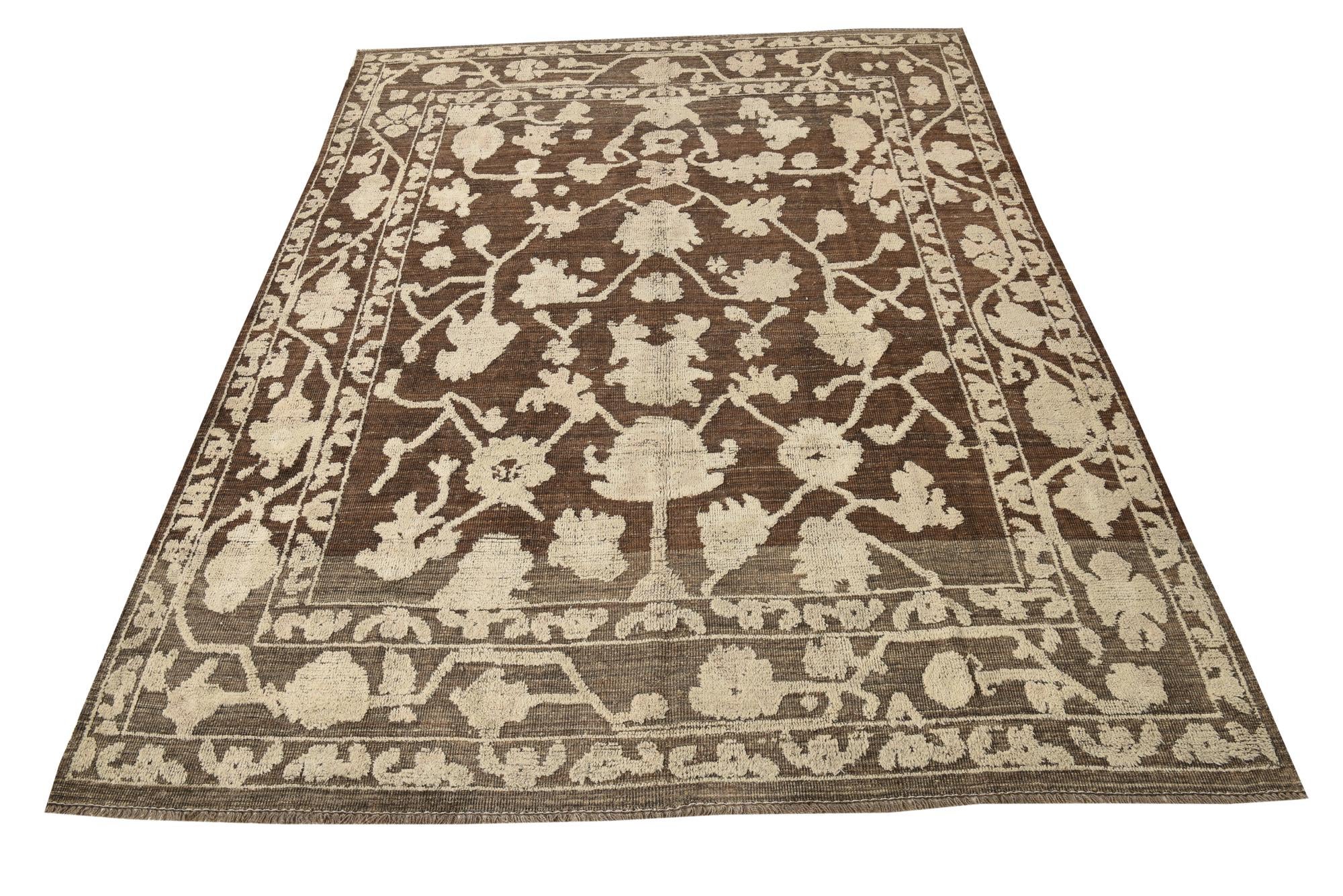 9' 2 x 12' 1 Hand Knotted Oushak Wool Rug