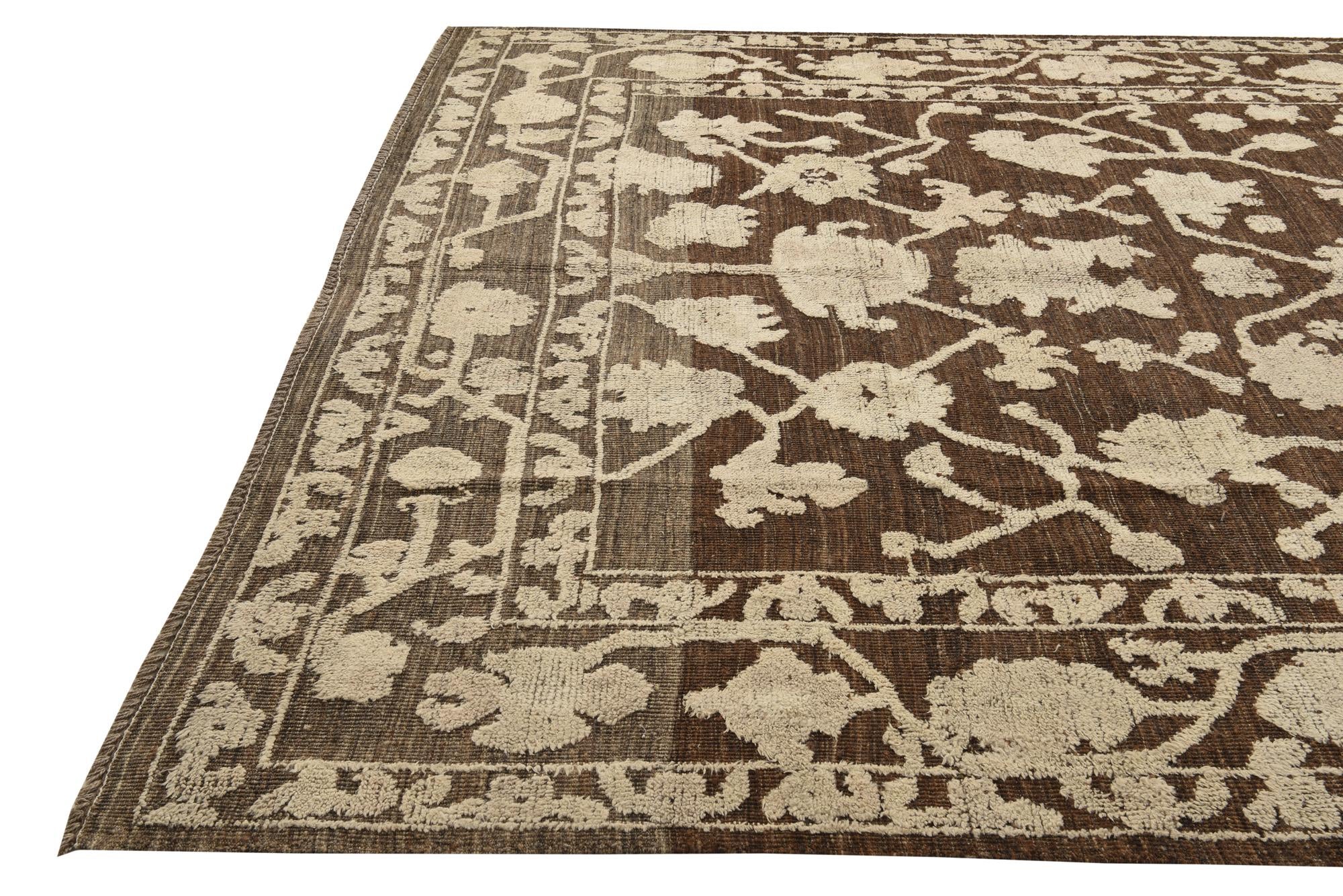 9' 2 x 12' 1 Hand Knotted Oushak Wool Rug