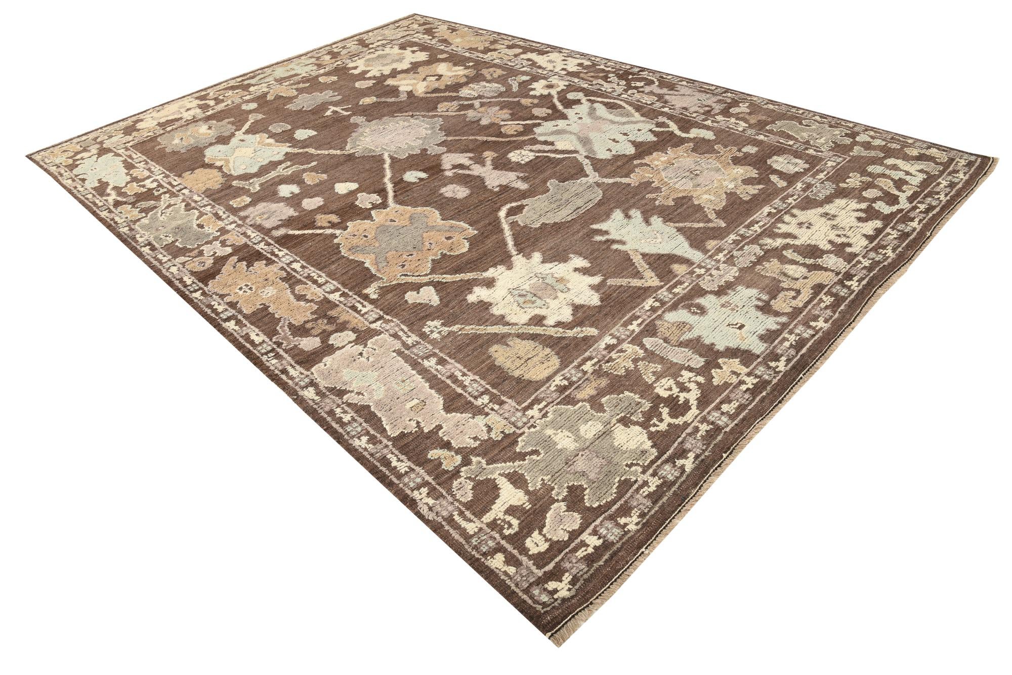 9' 2 x 13' Hand Knotted Oushak Wool Rug
