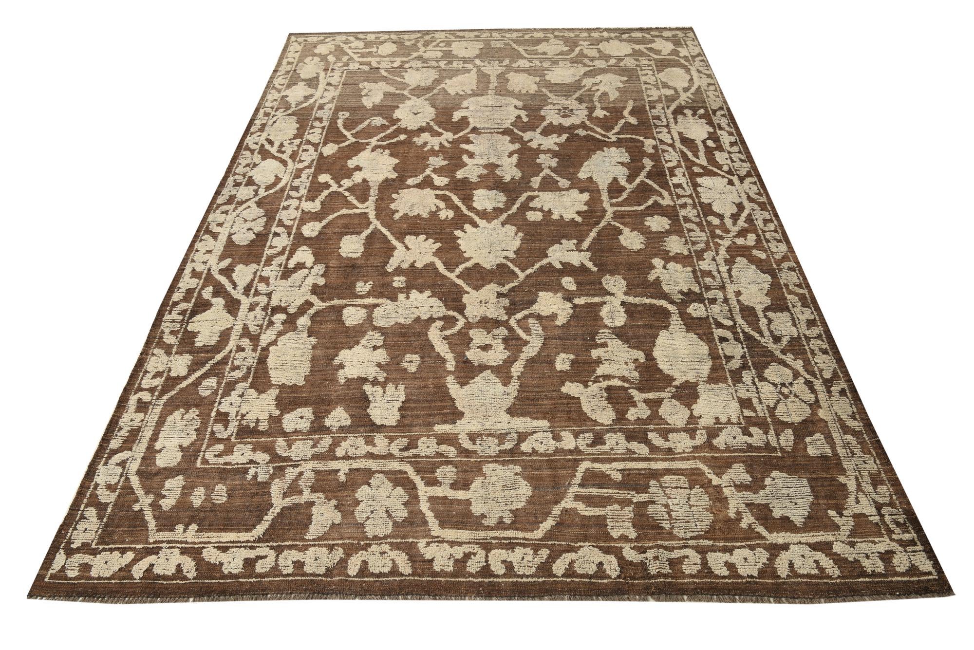 9' 1 x 13' Hand Knotted Oushak Wool Rug