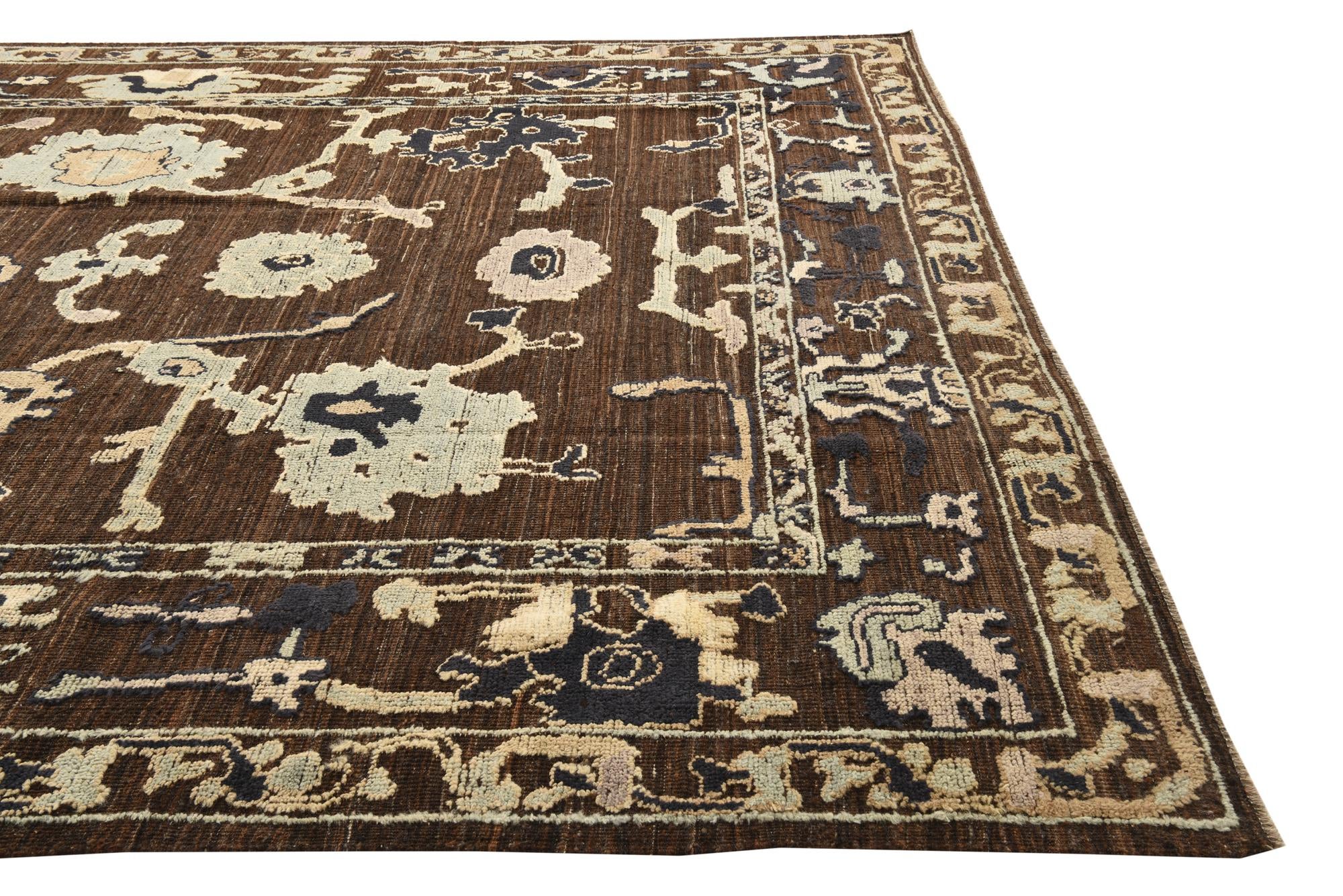 10' 2 x 13' 10 Hand Knotted Oushak Wool Rug