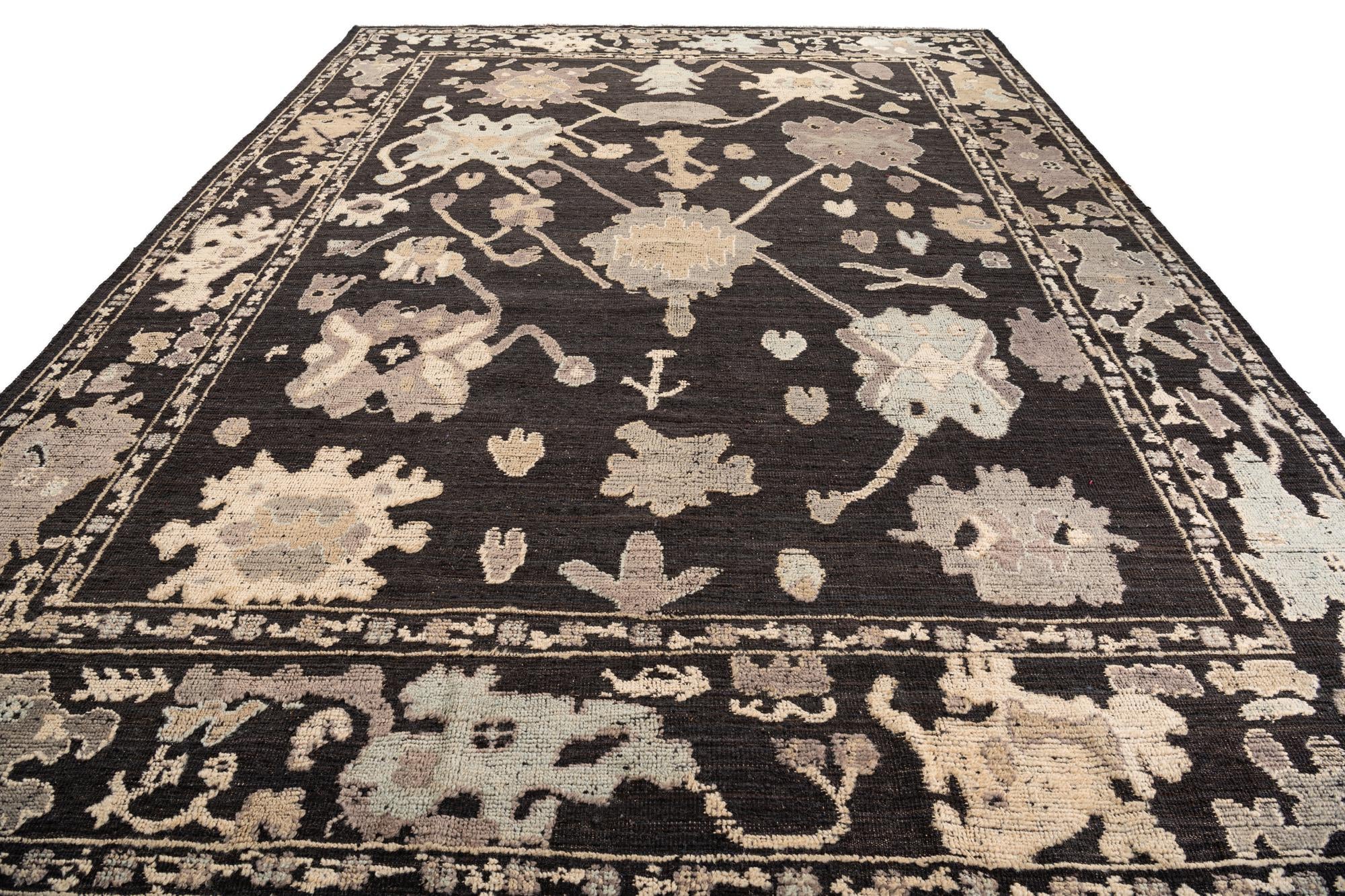 10' 7 x 14' 2 Hand Knotted Oushak Wool Rug