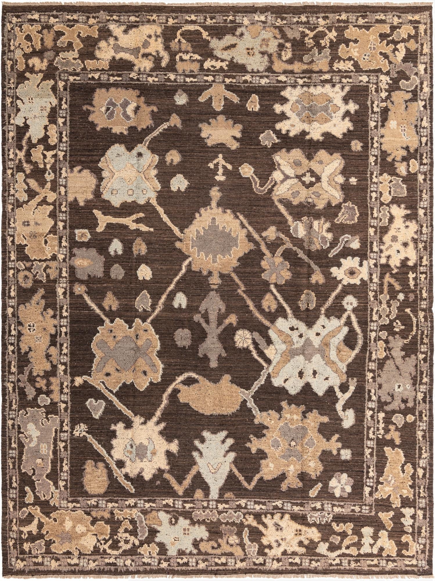 9' 4 x 12' 3  Hand Knotted Oushak Wool Rug