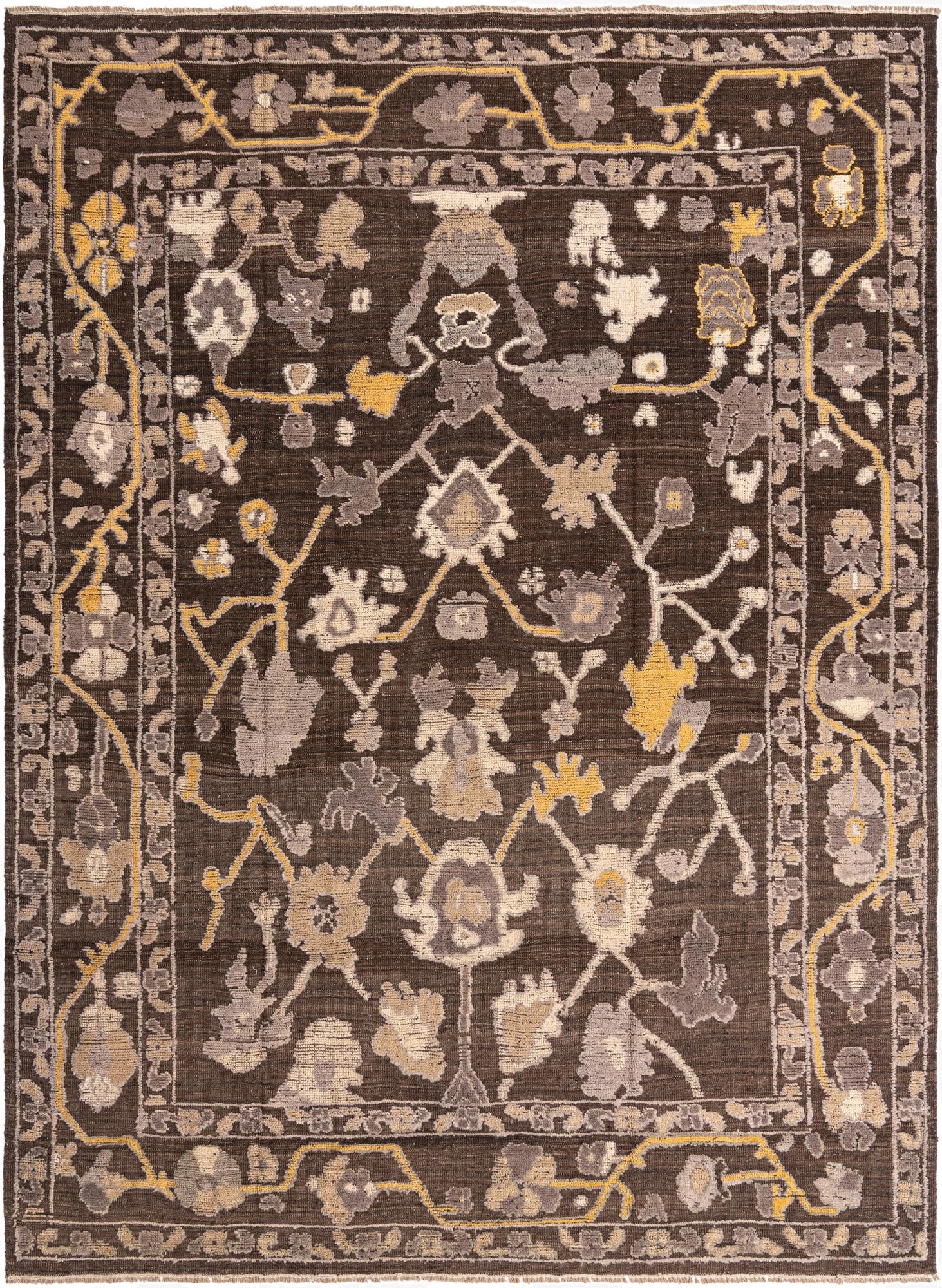 9' 2 x 12' 8  Hand Knotted Oushak Wool Rug
