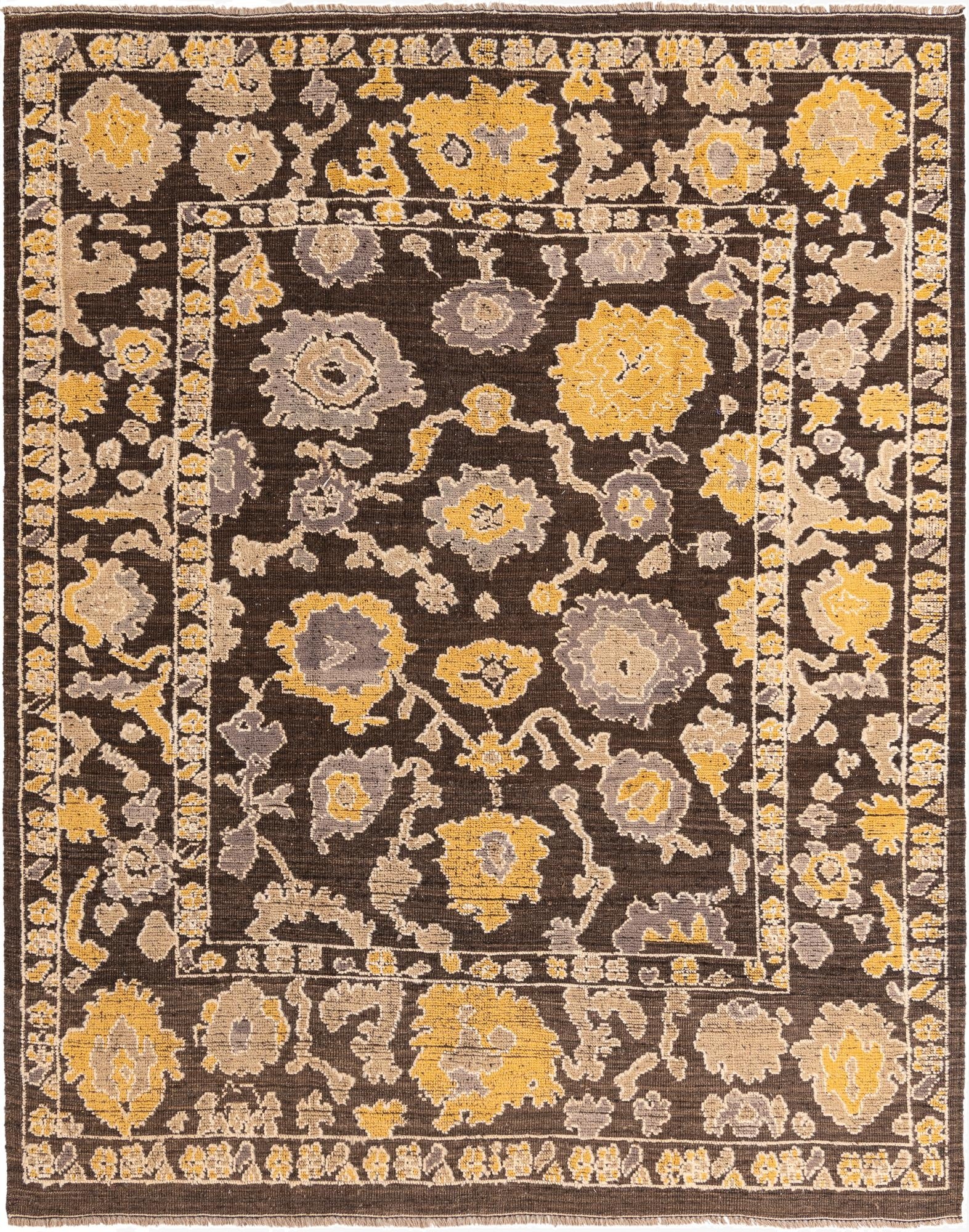 8' 5 x 10' 6  Hand Knotted Oushak Wool Rug