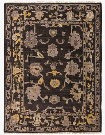 9' 1 x 12' 1 Hand Knotted Oushak Wool Rug