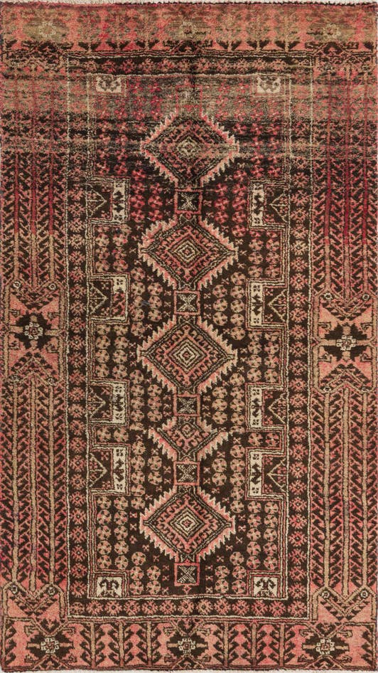Detail image of 3' 4 x 5' 8 Hand Knotted Ultra Vintage Persian Wool Rug
