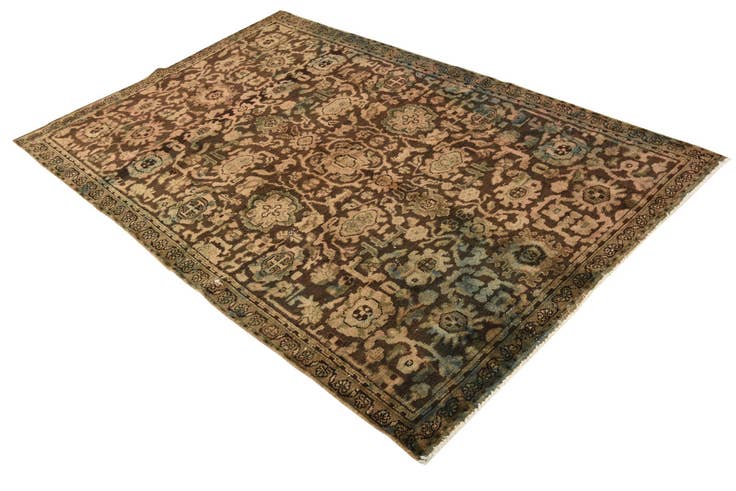 Detail image of 4' 9 x 7' Hand Knotted Ultra Vintage Persian Wool Rug