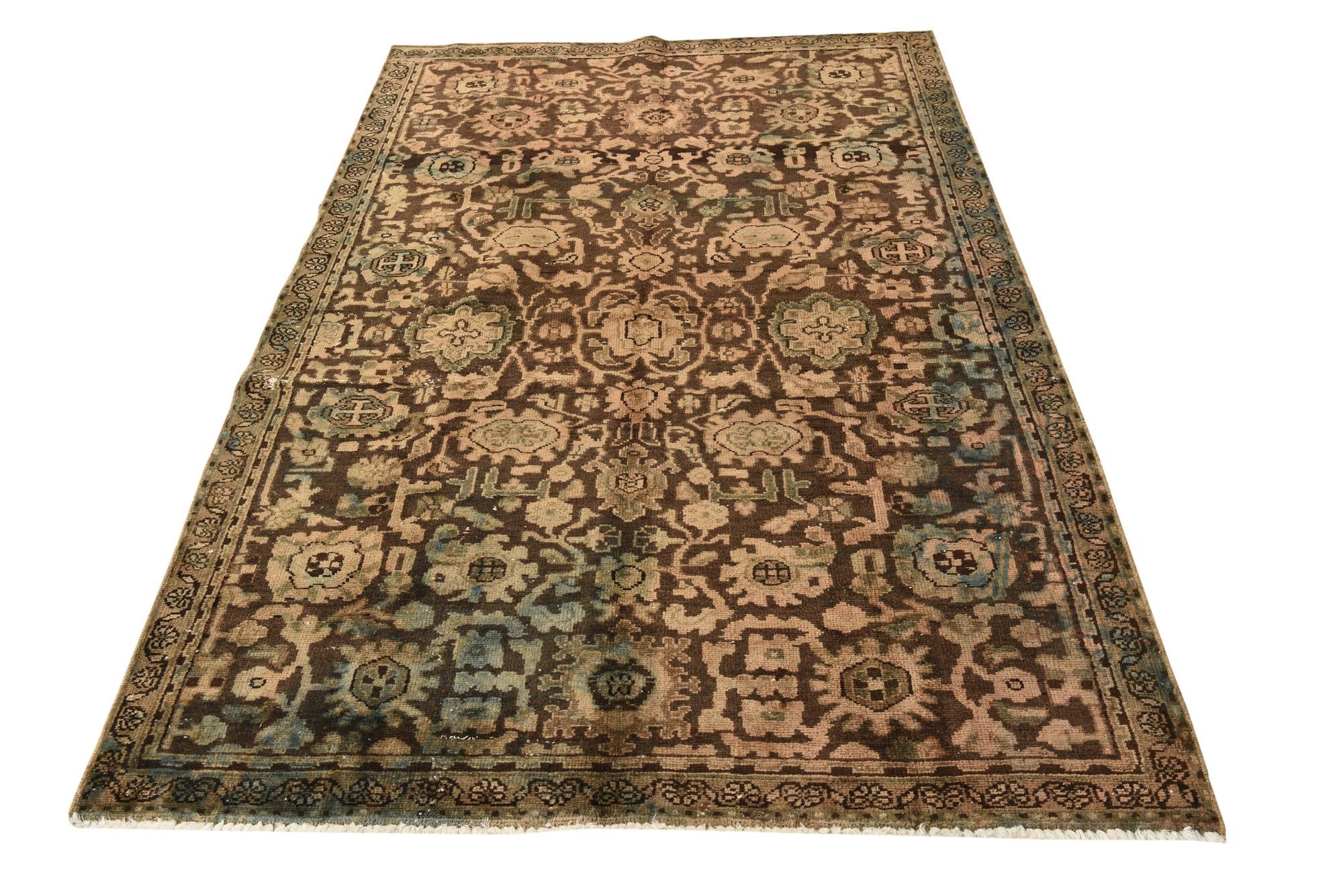 4' 9 x 7' Hand Knotted Ultra Vintage Persian Wool Rug