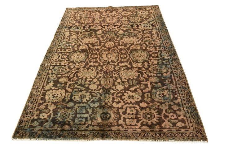 Detail image of 4' 9 x 7' Hand Knotted Ultra Vintage Persian Wool Rug