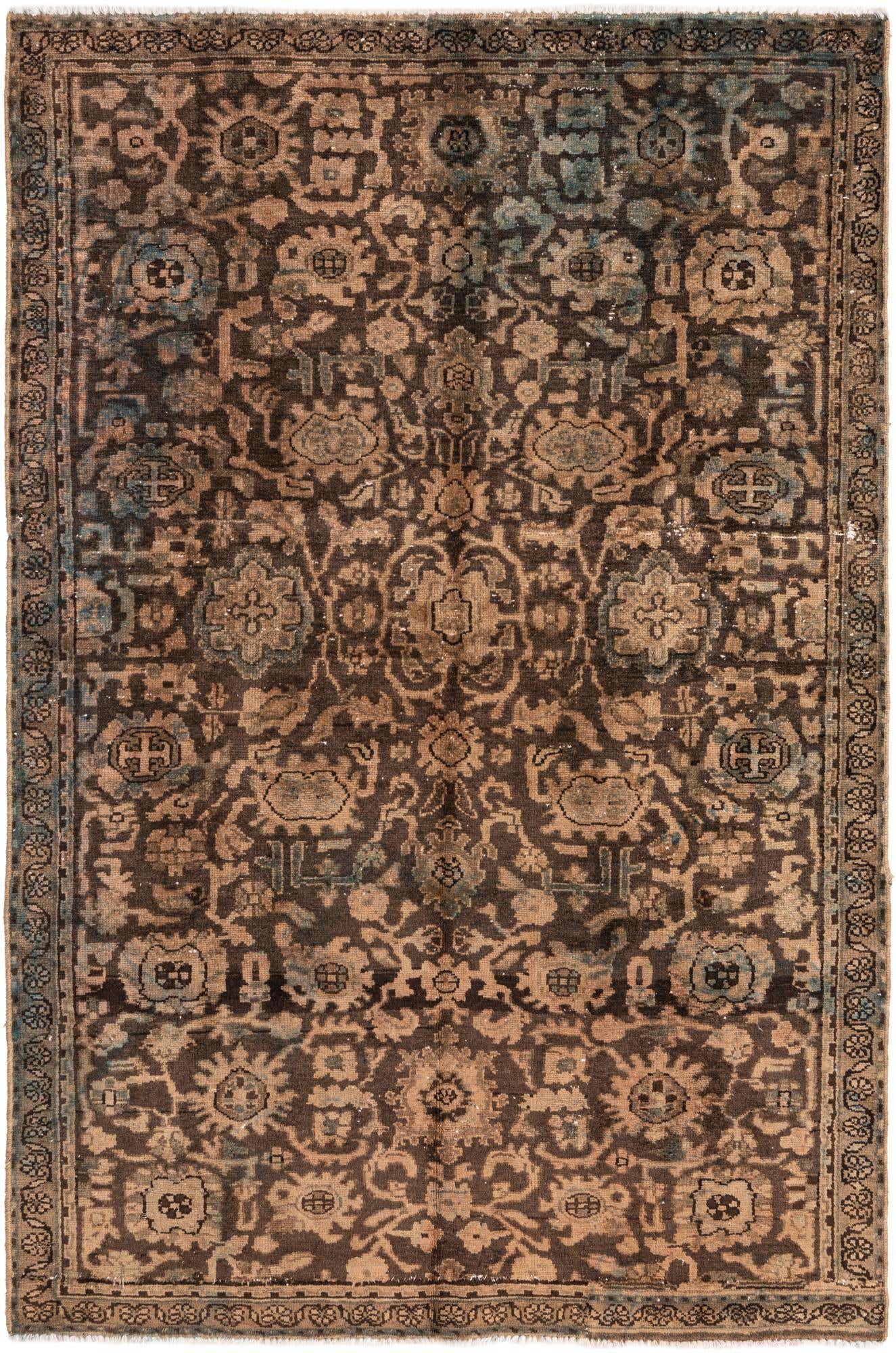 4' 9 x 7' Hand Knotted Ultra Vintage Persian Wool Rug