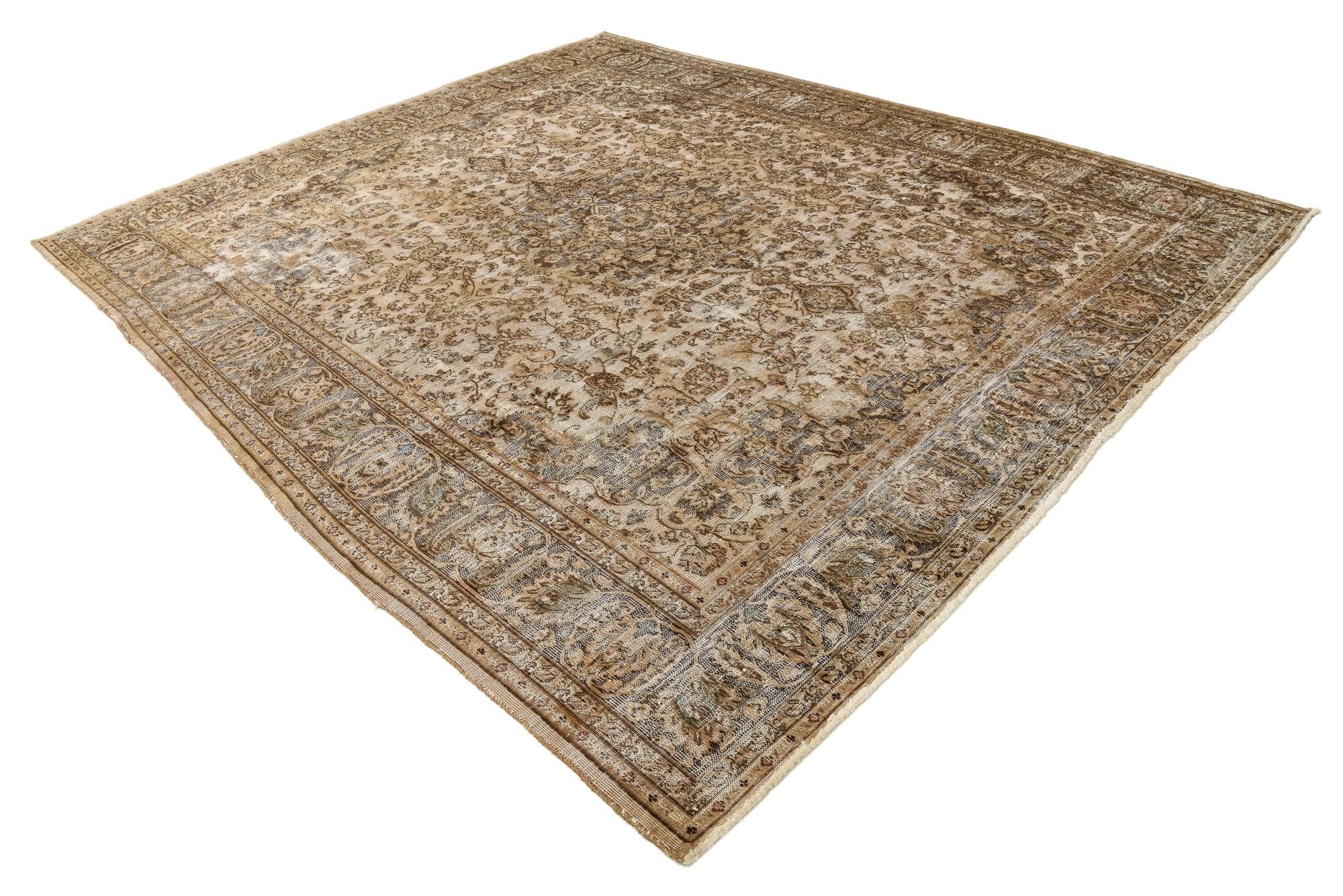 9' 10 x 12' Hand Knotted Ultra Vintage Persian Wool Rug