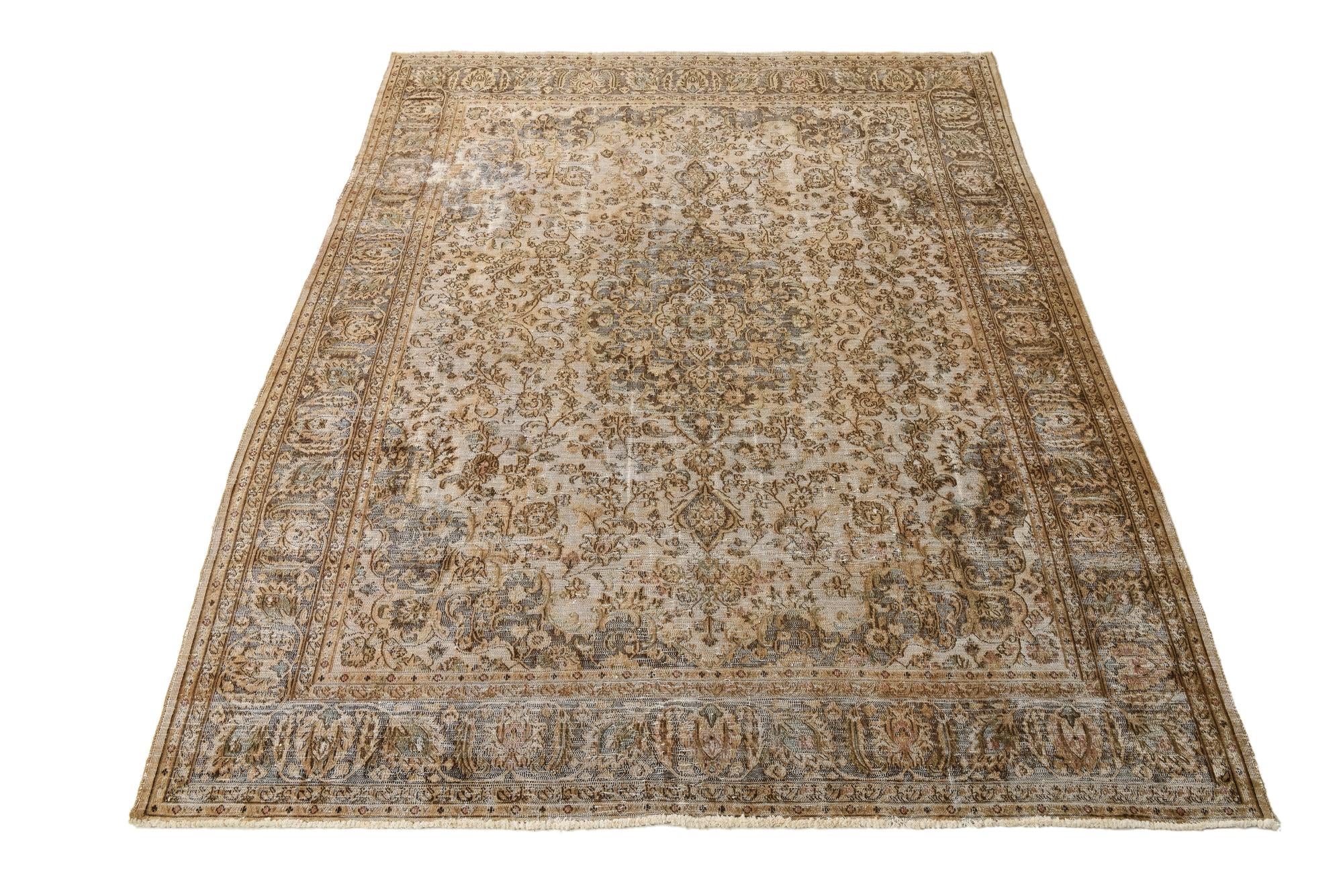 9' 10 x 12' Hand Knotted Ultra Vintage Persian Wool Rug