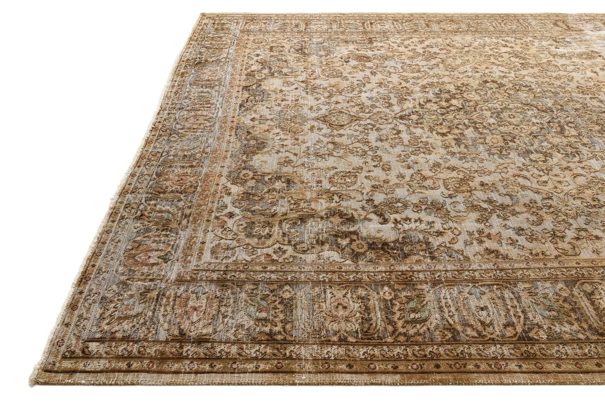 9' 10 x 12' Hand Knotted Ultra Vintage Persian Wool Rug