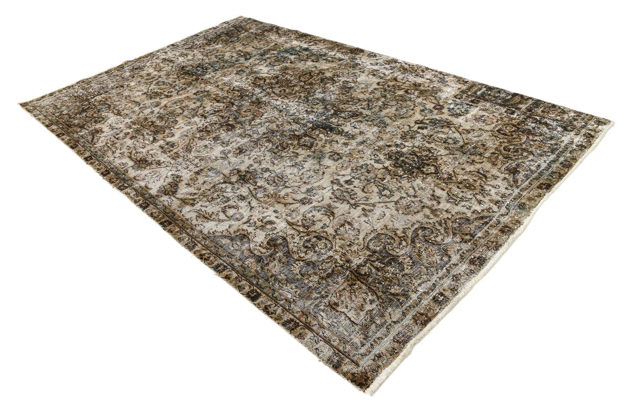 6' 7 x 10' 6 Hand Knotted Ultra Vintage Persian Wool Rug