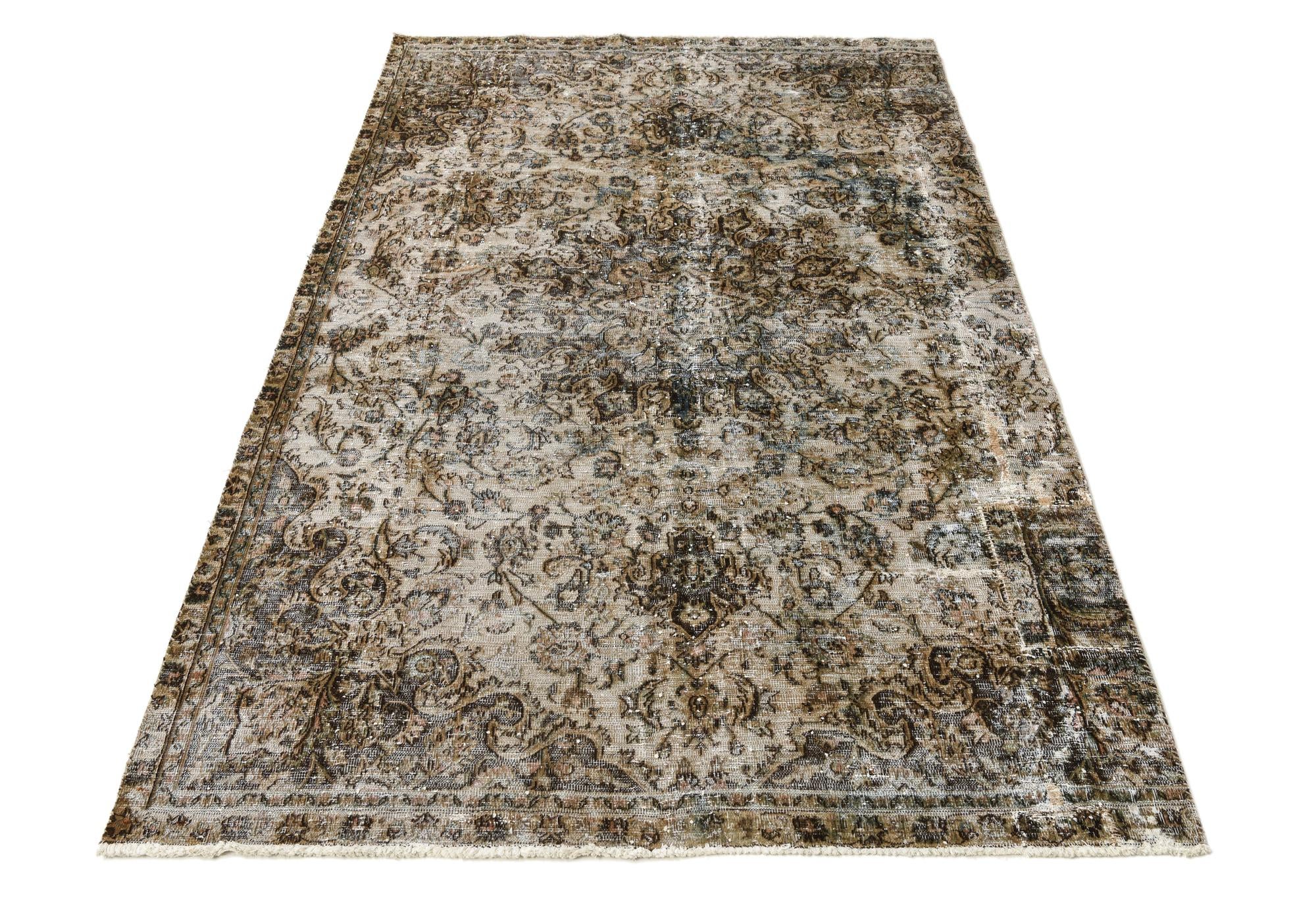 6' 7 x 10' 6 Hand Knotted Ultra Vintage Persian Wool Rug