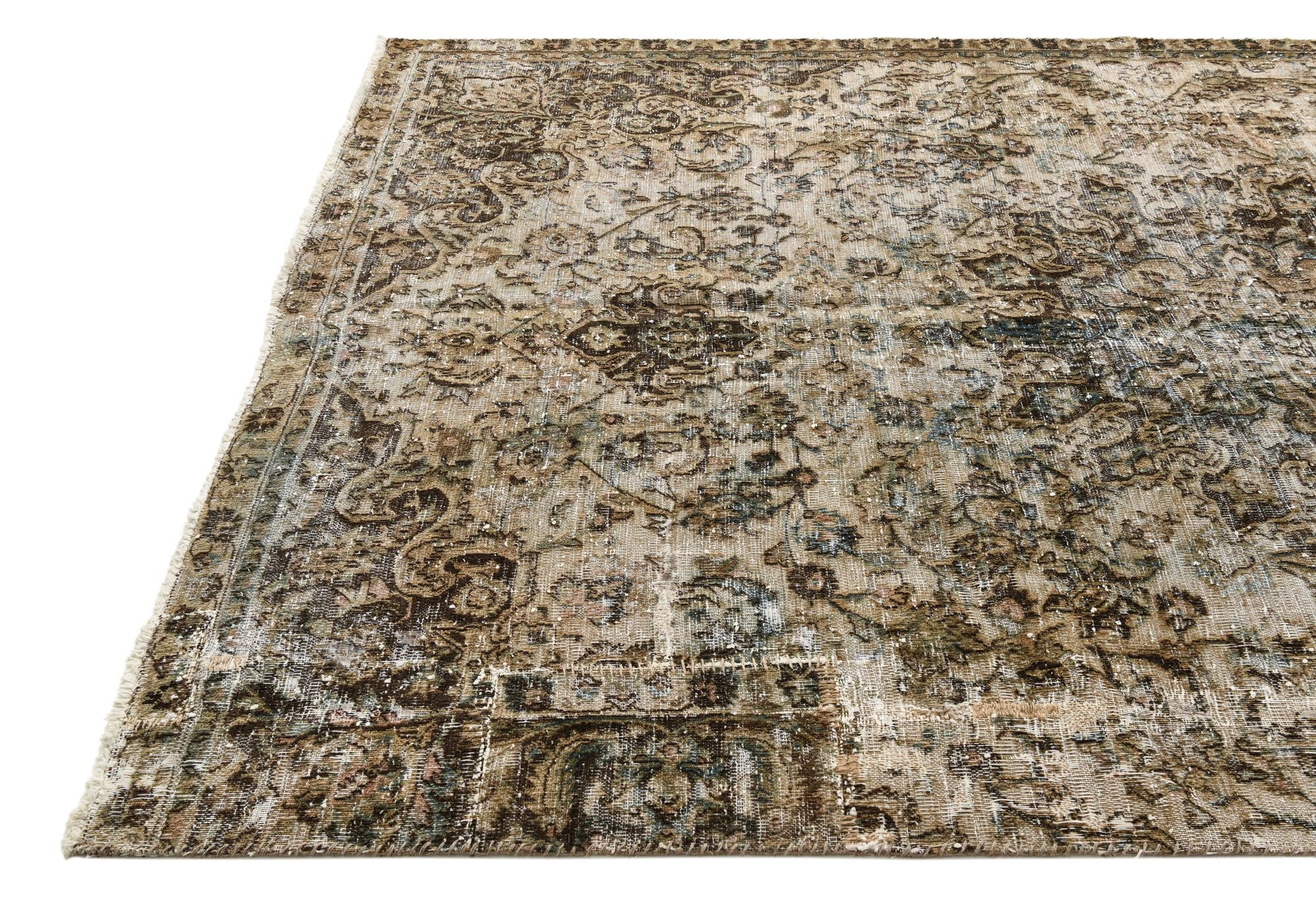 6' 7 x 10' 6 Hand Knotted Ultra Vintage Persian Wool Rug