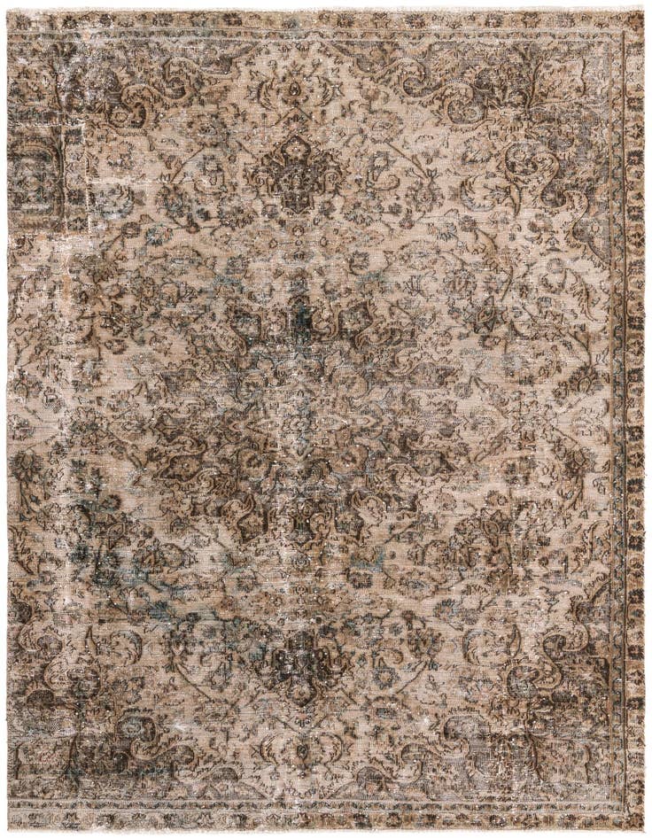 Detail image of 6' 7 x 10' 6 Hand Knotted Ultra Vintage Persian Wool Rug