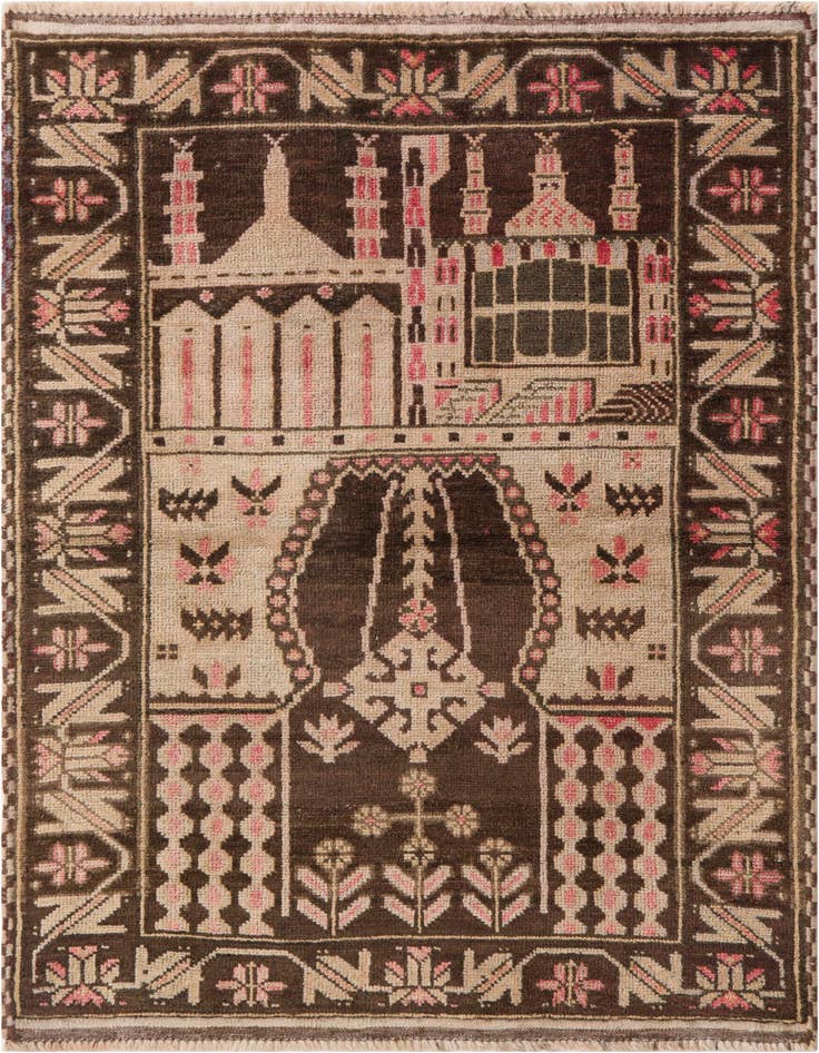 Detail image of 3' 3 x 4' 7 Hand Knotted Ultra Vintage Persian Wool Rug
