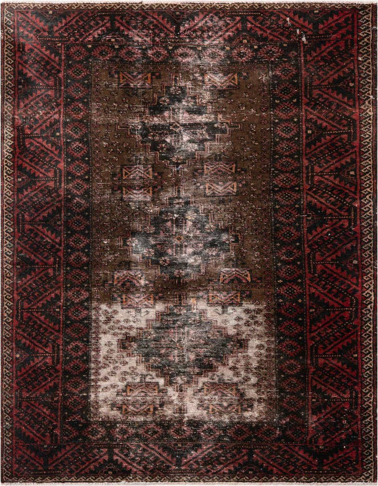Detail image of 3' 9 x 6' 4 Hand Knotted Ultra Vintage Persian Wool Rug