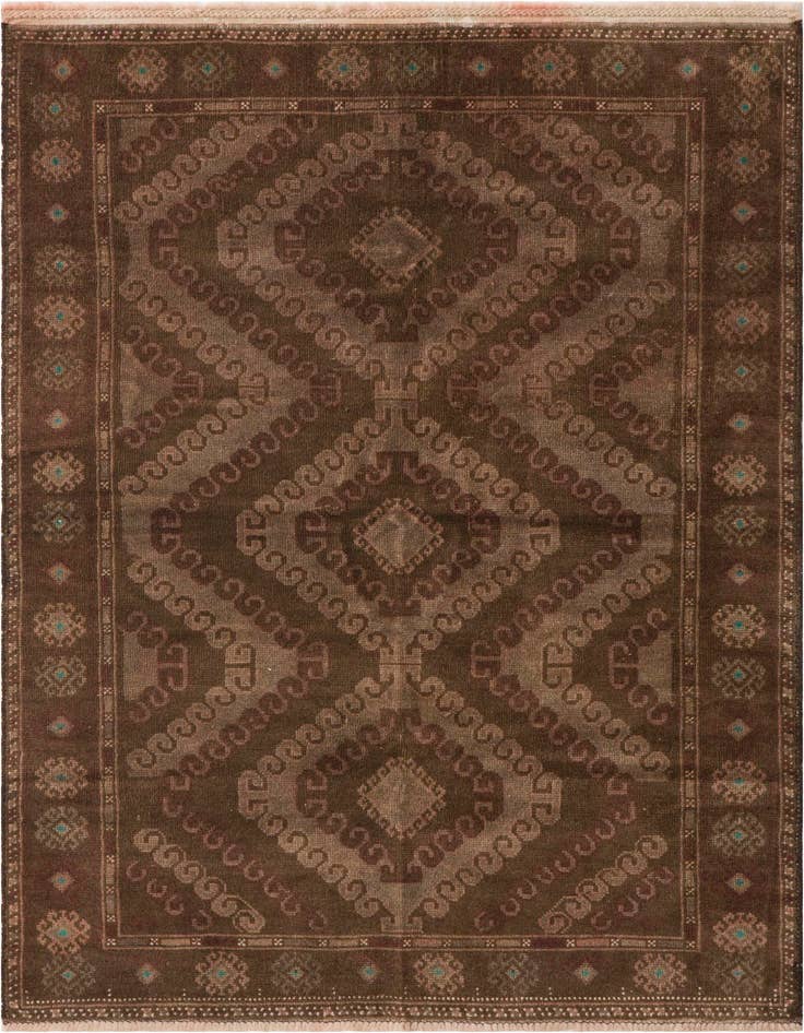 Detail image of 3' 9 x 6' 2 Hand Knotted Ultra Vintage Persian Wool Rug