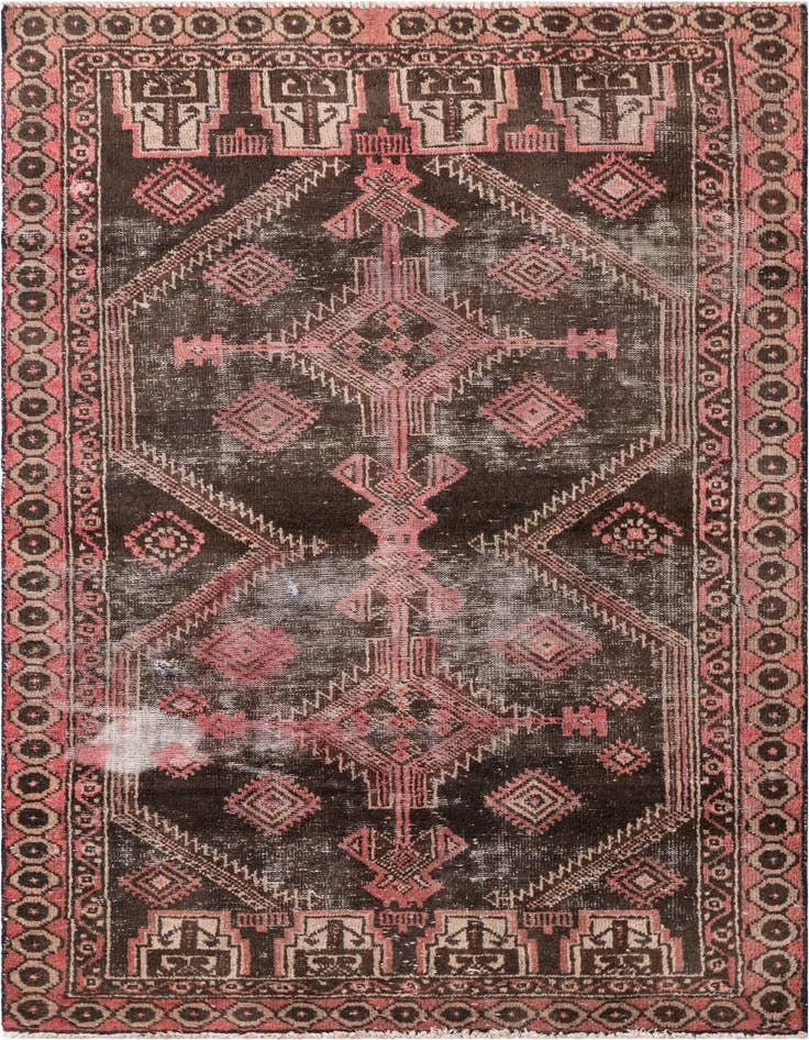 Detail image of 3' 8 x 6' 7 Hand Knotted Ultra Vintage Persian Wool Rug