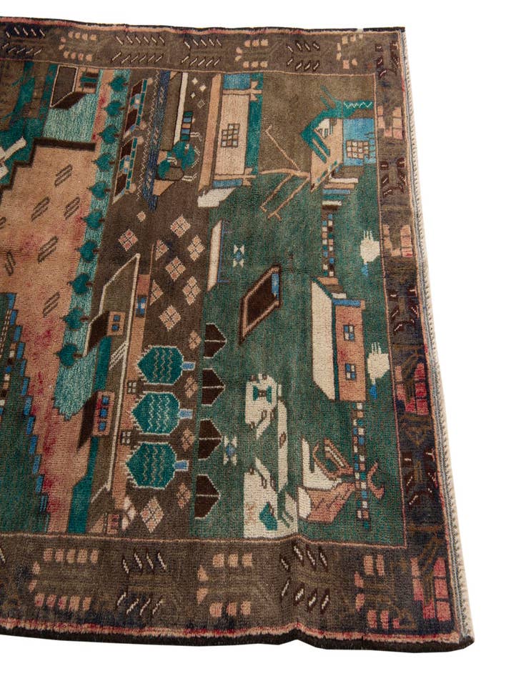 Detail image of 3' 10 x 6' 3  Hand Knotted Ultra Vintage Persian Wool Rug