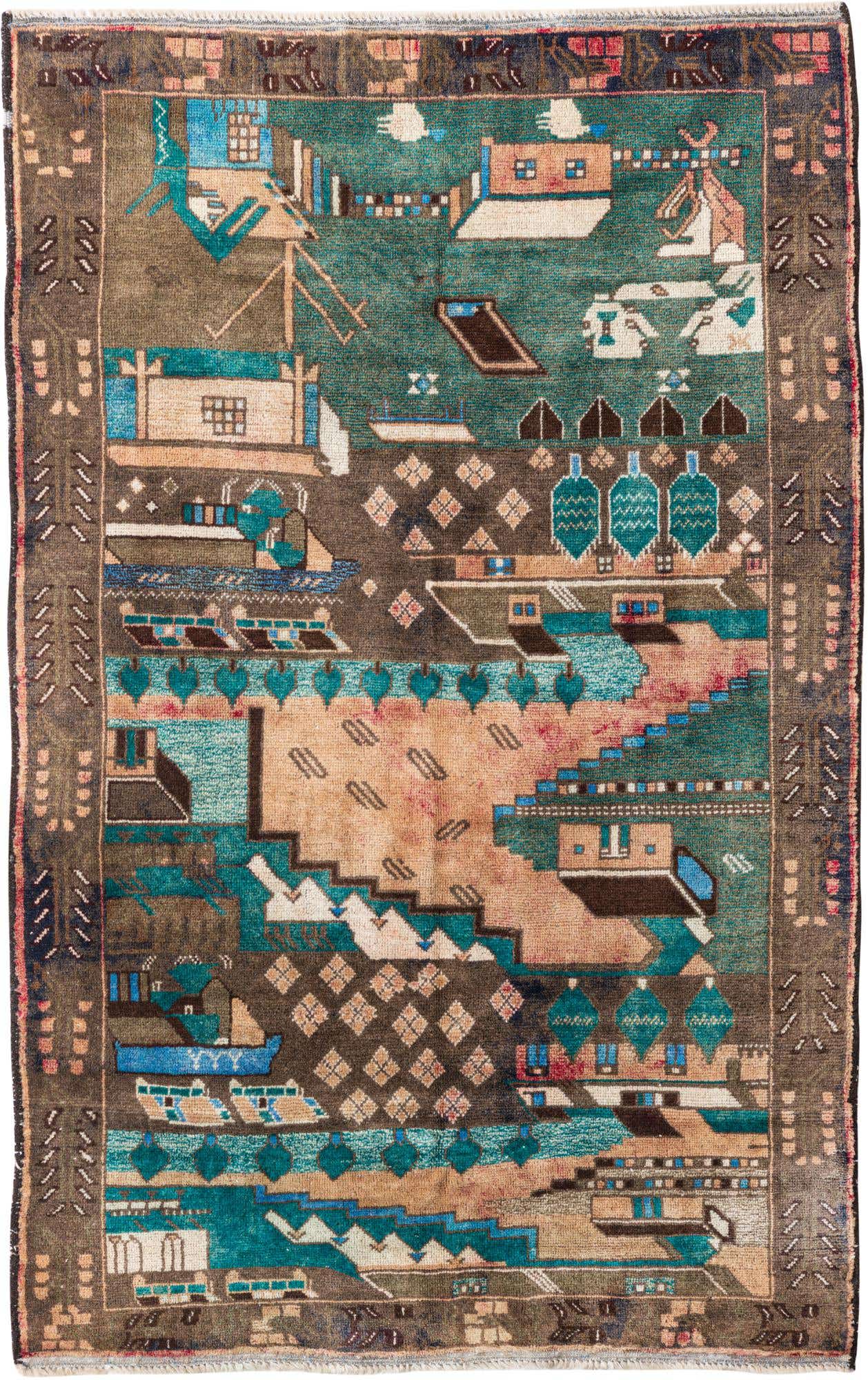 3' 10 x 6' 3 Hand Knotted Ultra Vintage Persian Wool Rug