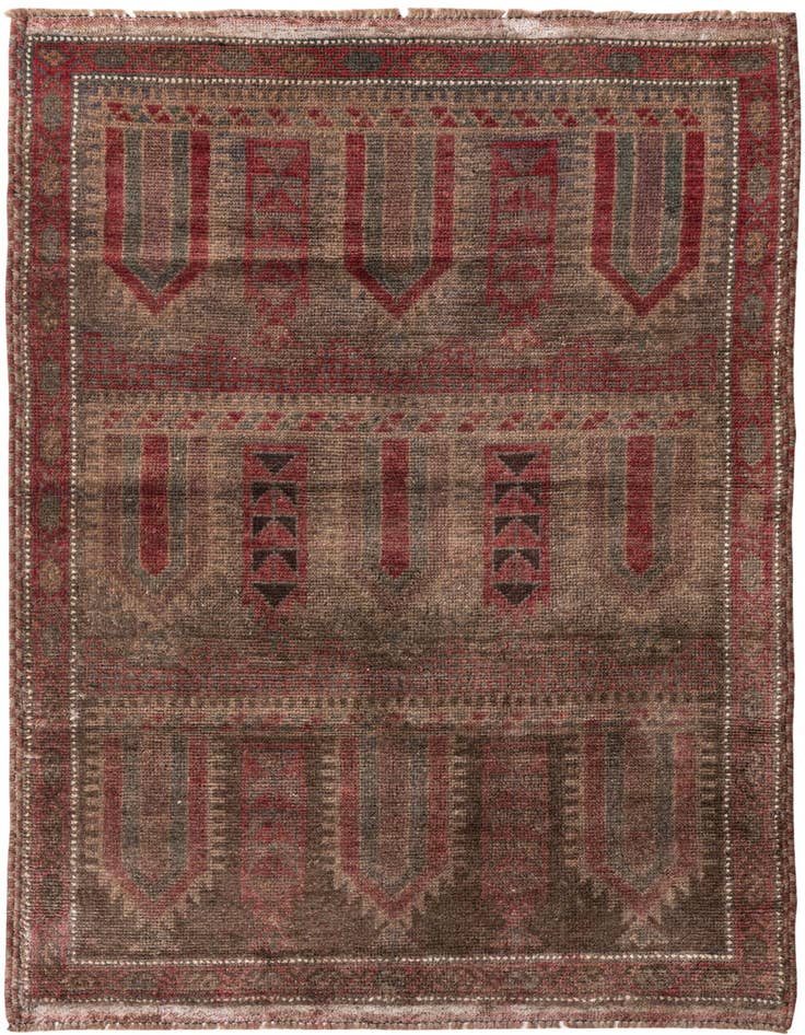 Detail image of 3' 2 x 4' 8 Hand Knotted Ultra Vintage Persian Wool Rug
