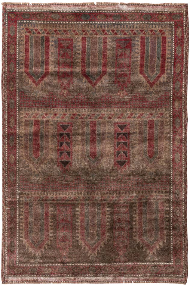 Detail image of 3' 2 x 4' 8 Hand Knotted Ultra Vintage Persian Wool Rug