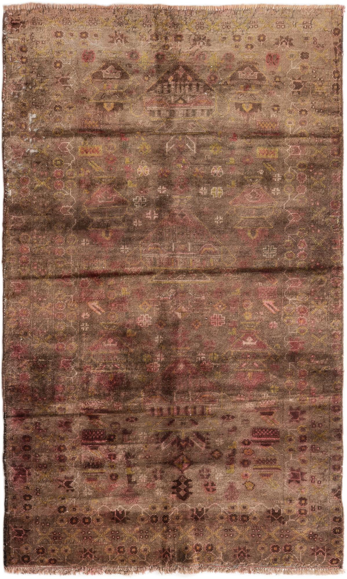 3' 7 x 6' Hand Knotted Ultra Vintage Persian Wool Rug